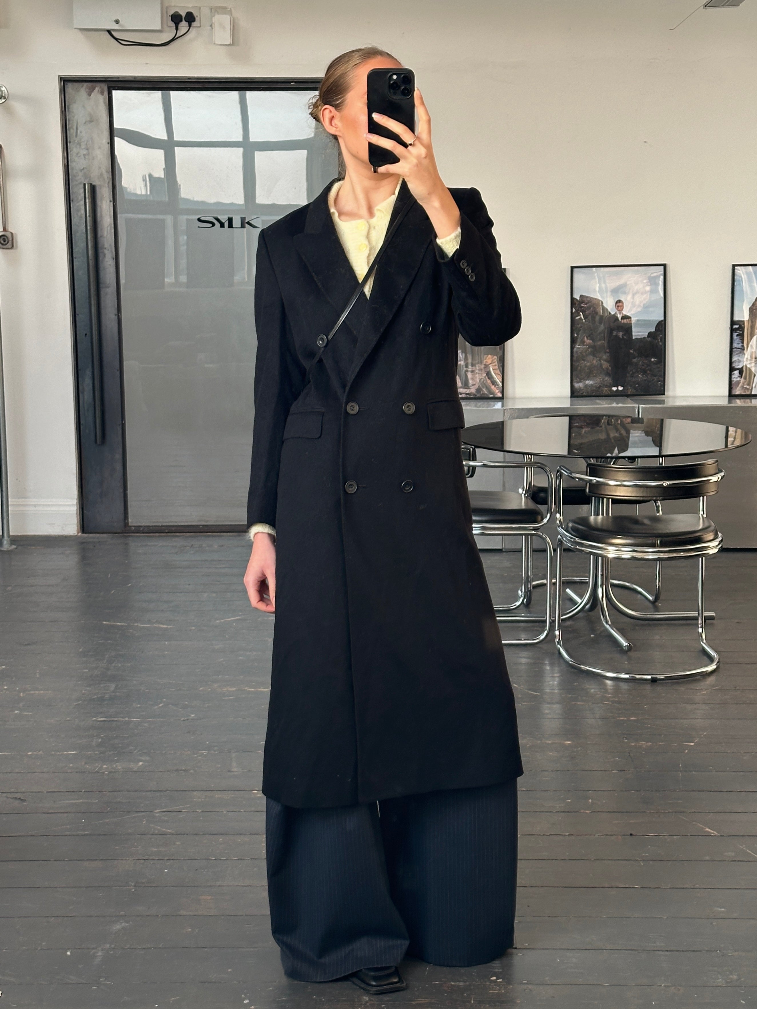 Vintage 1990s Pure Wool Double Breasted Coat - S - SYLK