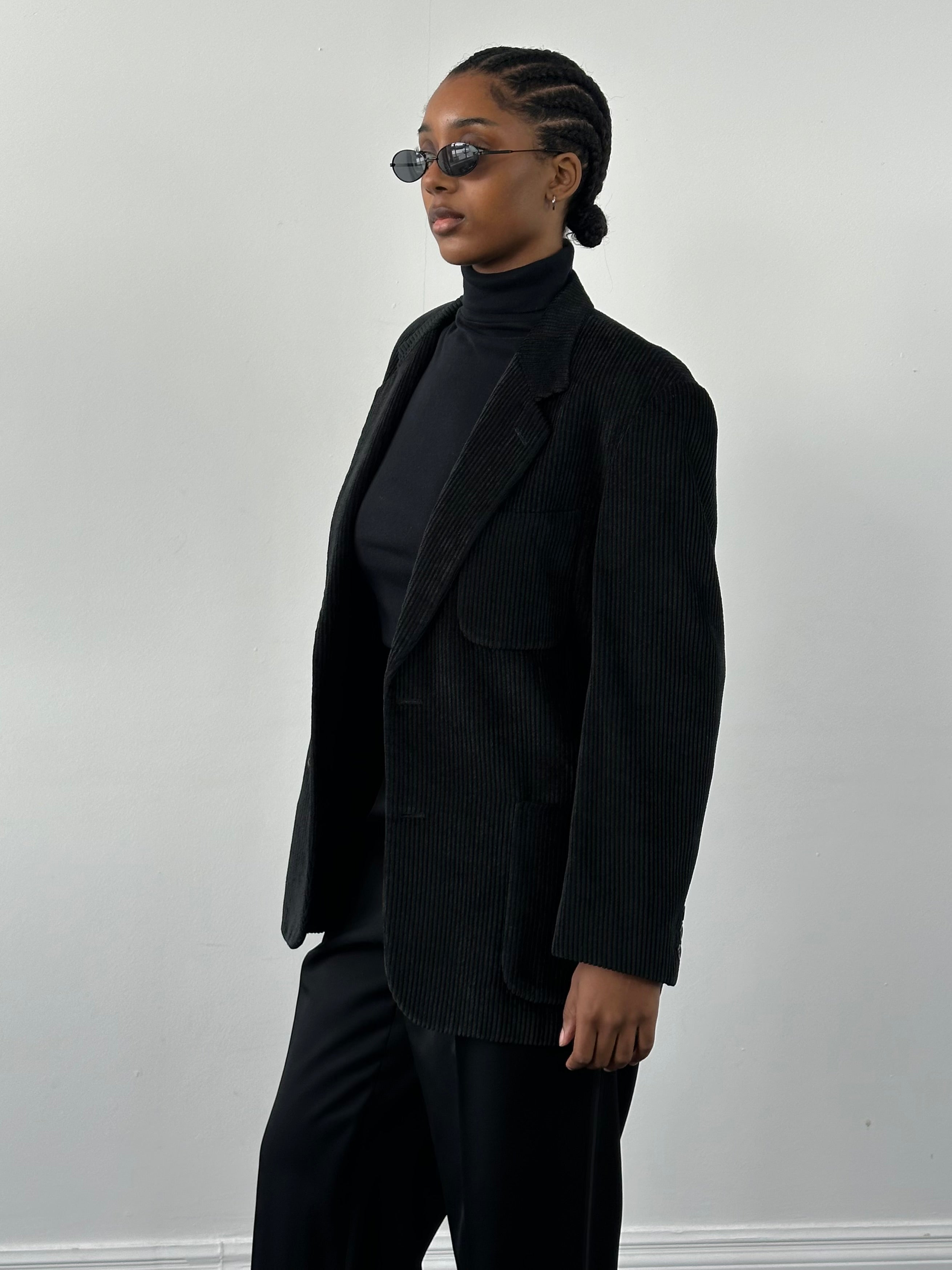 Christian Dior Monsieur 1990s corduroy blazer, single-breasted in size 40R/M, dark color, tailored fit with classic lapels.