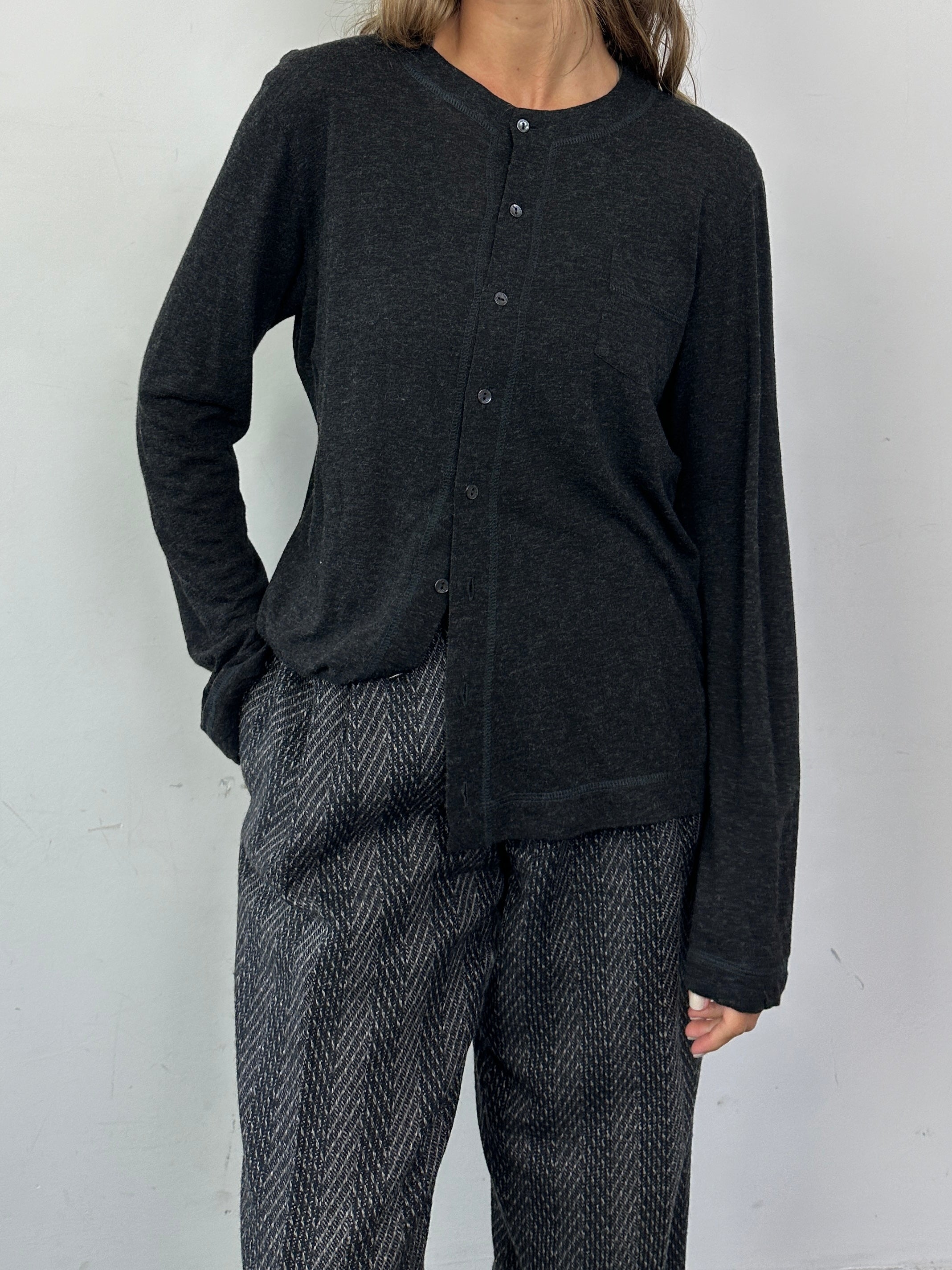 Dolce & Gabbana wool PJ-style long-sleeve T-shirt in lightweight design, size M, featuring a classic crew neck and subtle branding.
