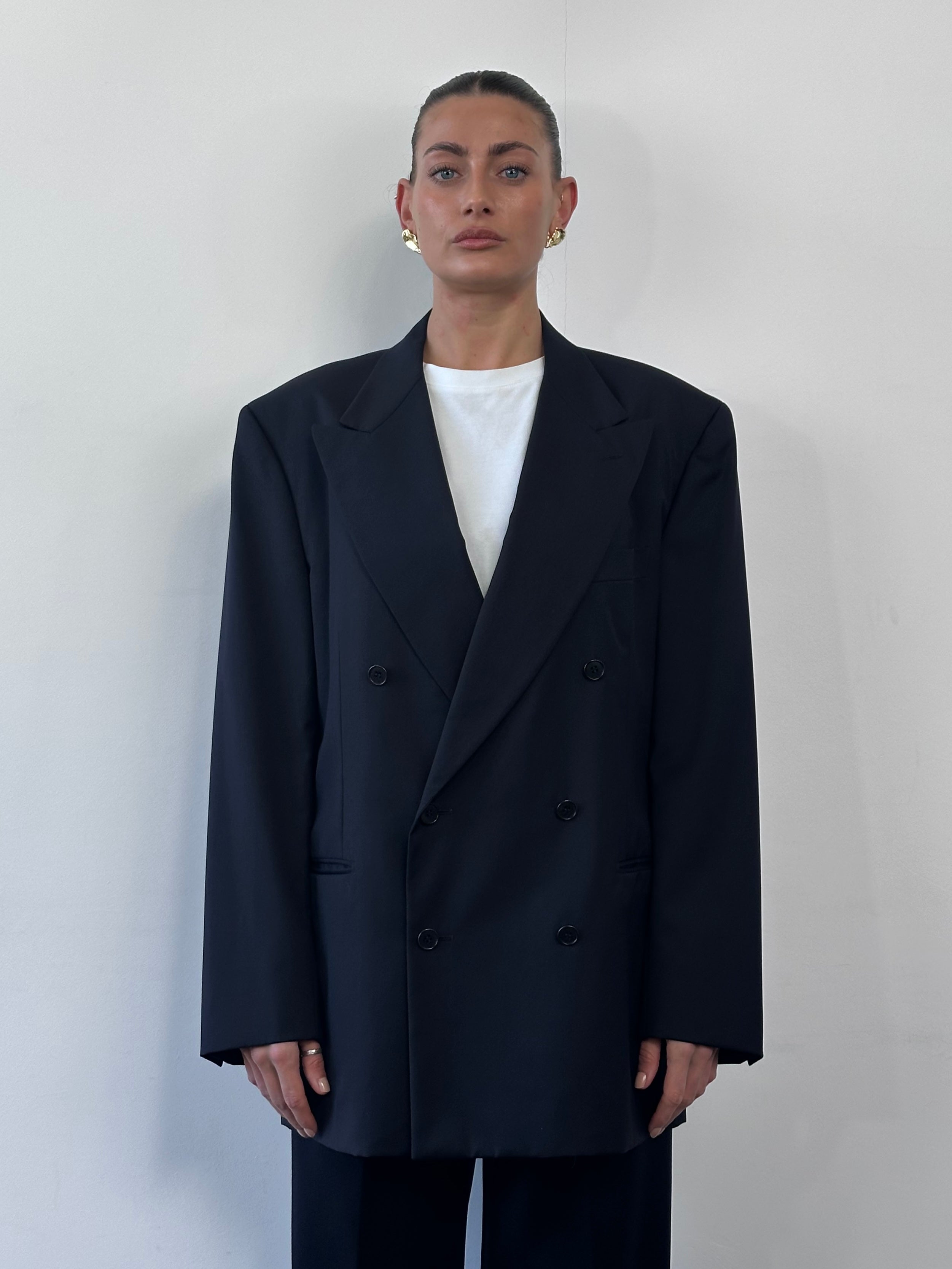 Pal Zileri x Cerruti men's double-breasted pure wool blazer in size 42R/XL, tailored fit with classic lapels and button details.