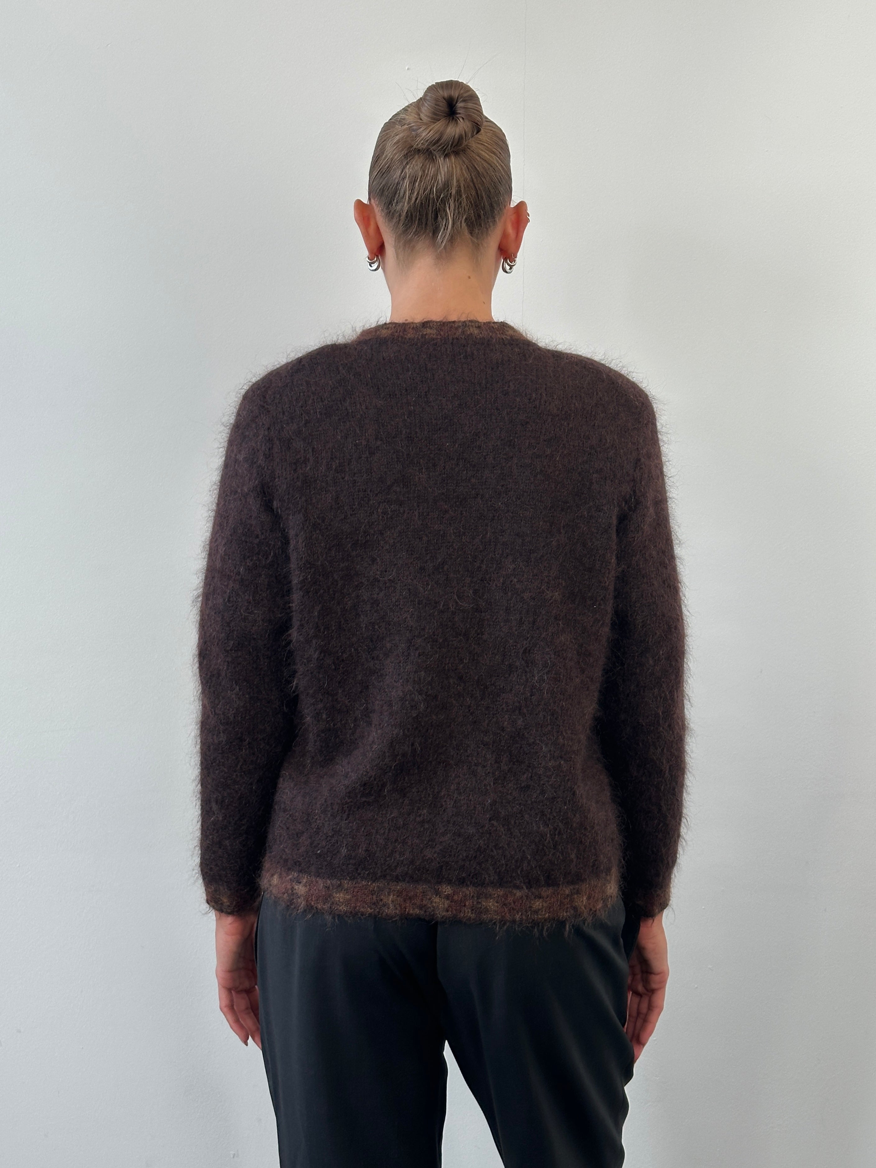 Italian vintage 1990s mohair cardigan in size S/M, soft textured knit with classic design, by Vintage brand.