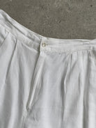 Vintage Linen Pleated High Waisted Bermuda Shorts - W25 - SYLK