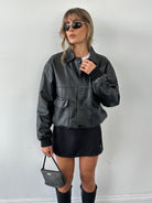 Vintage Leather Bomber Jacket - M - SYLK