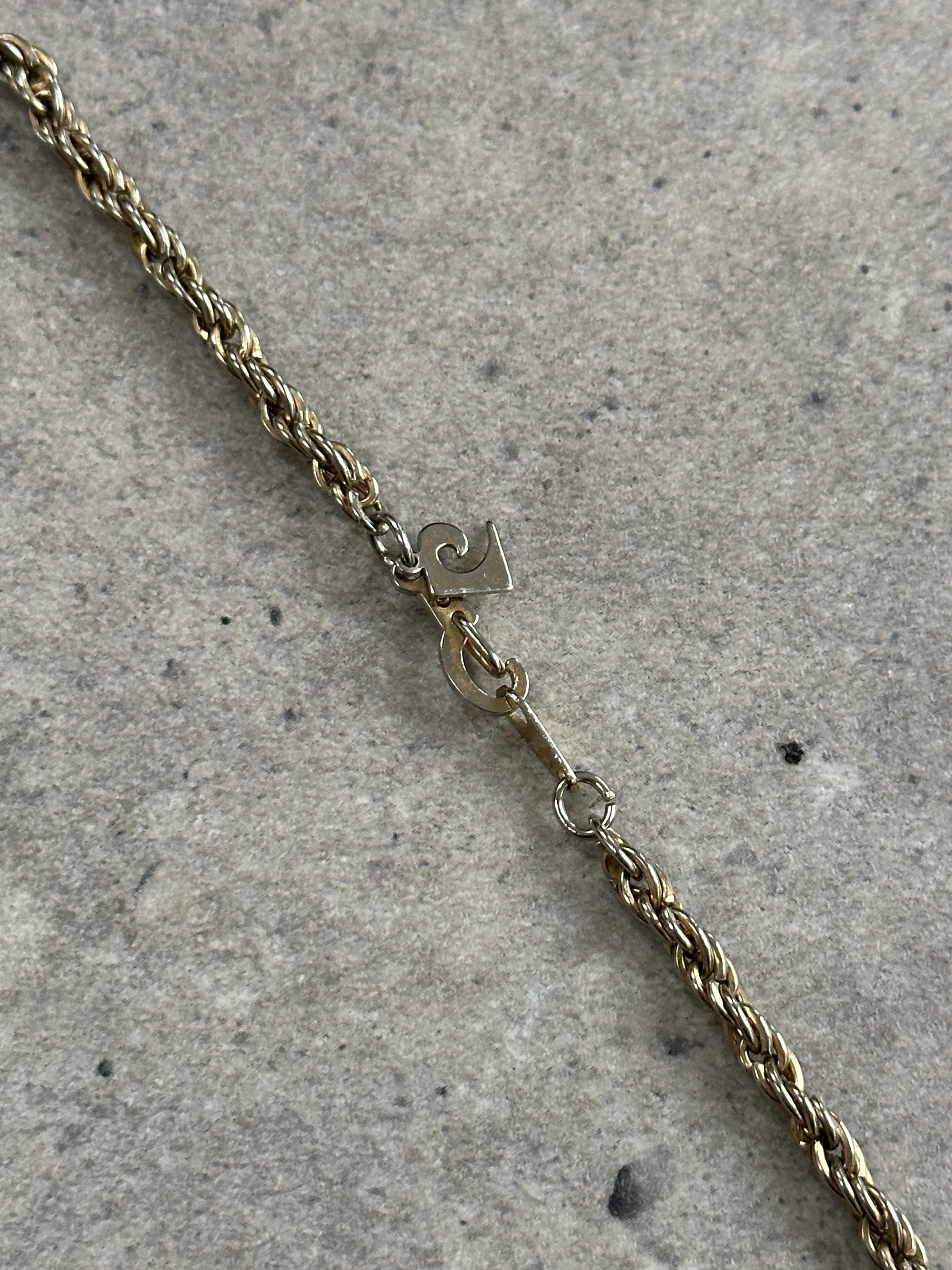 Pierre Cardin 1990s gold plated rope necklace, 18-inch length, with intricate twisted design and polished finish.
