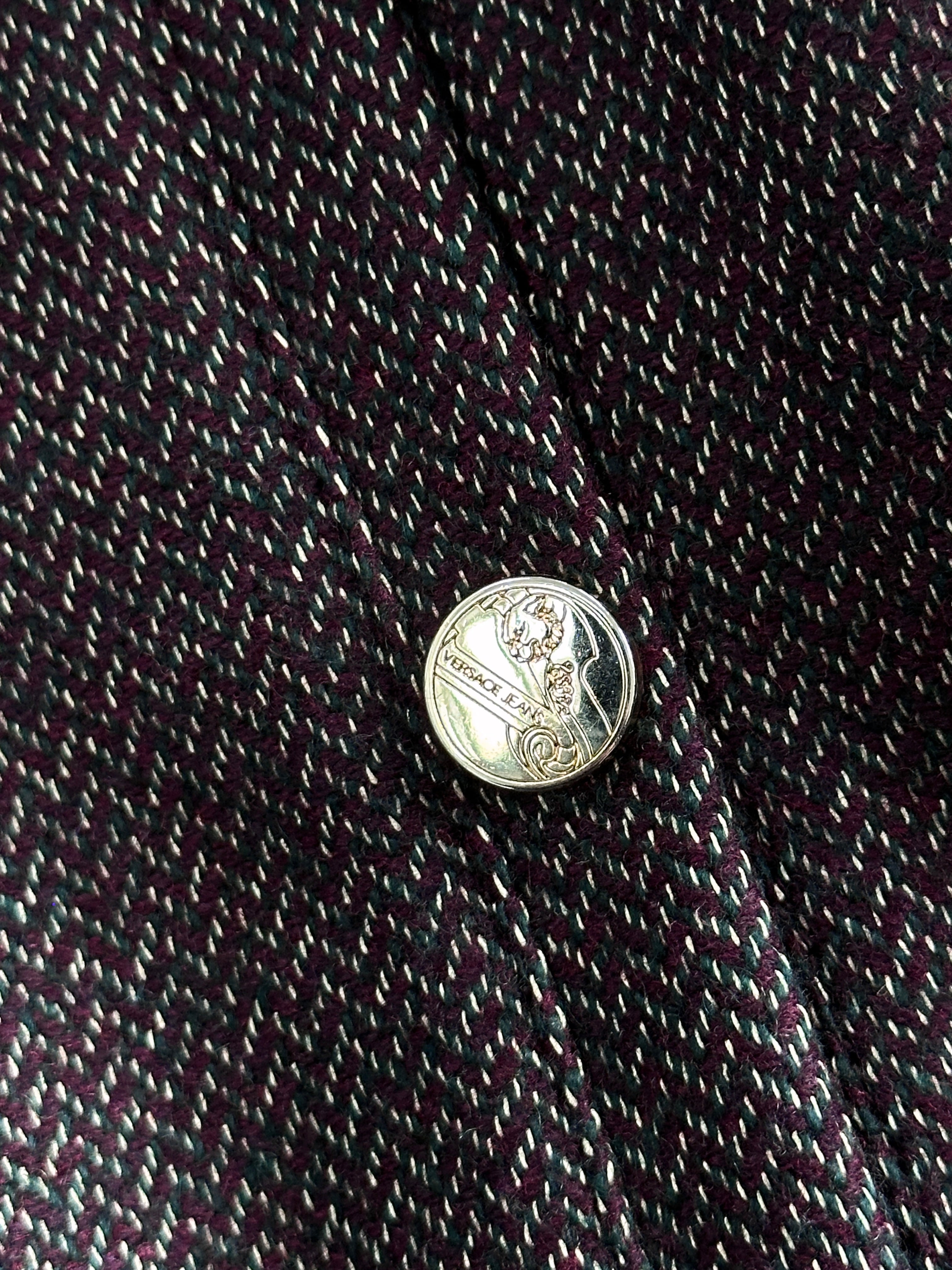 Versace Jeans 2000s Wool Herringbone Bomber Jacket - S/M - SYLK