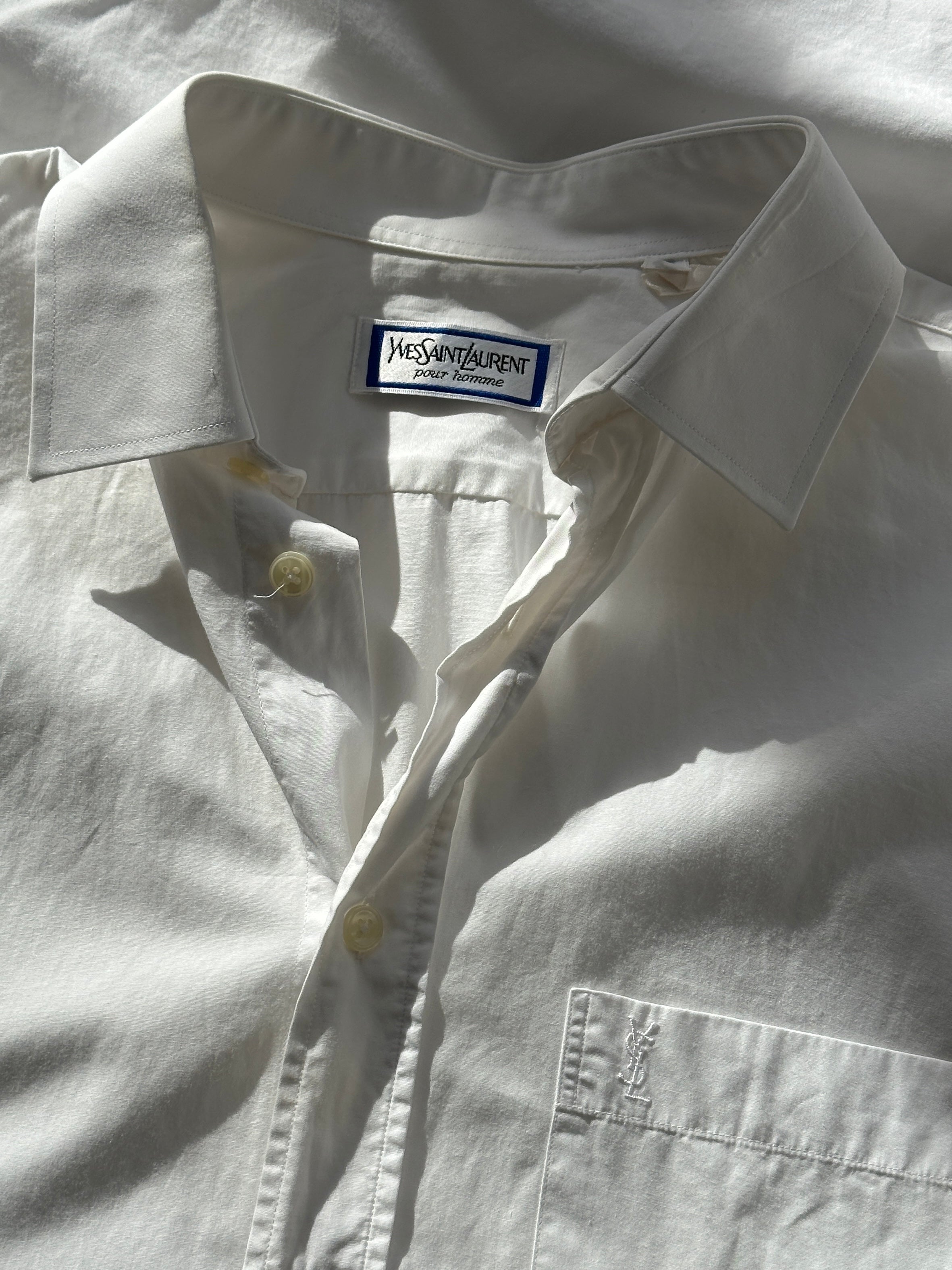 Yves Saint Laurent Pure Cotton Logo Shirt - L