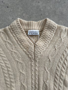 Gianfranco Ferre Silk Lambswool Cable Knit V Neck Jumper - M - SYLK