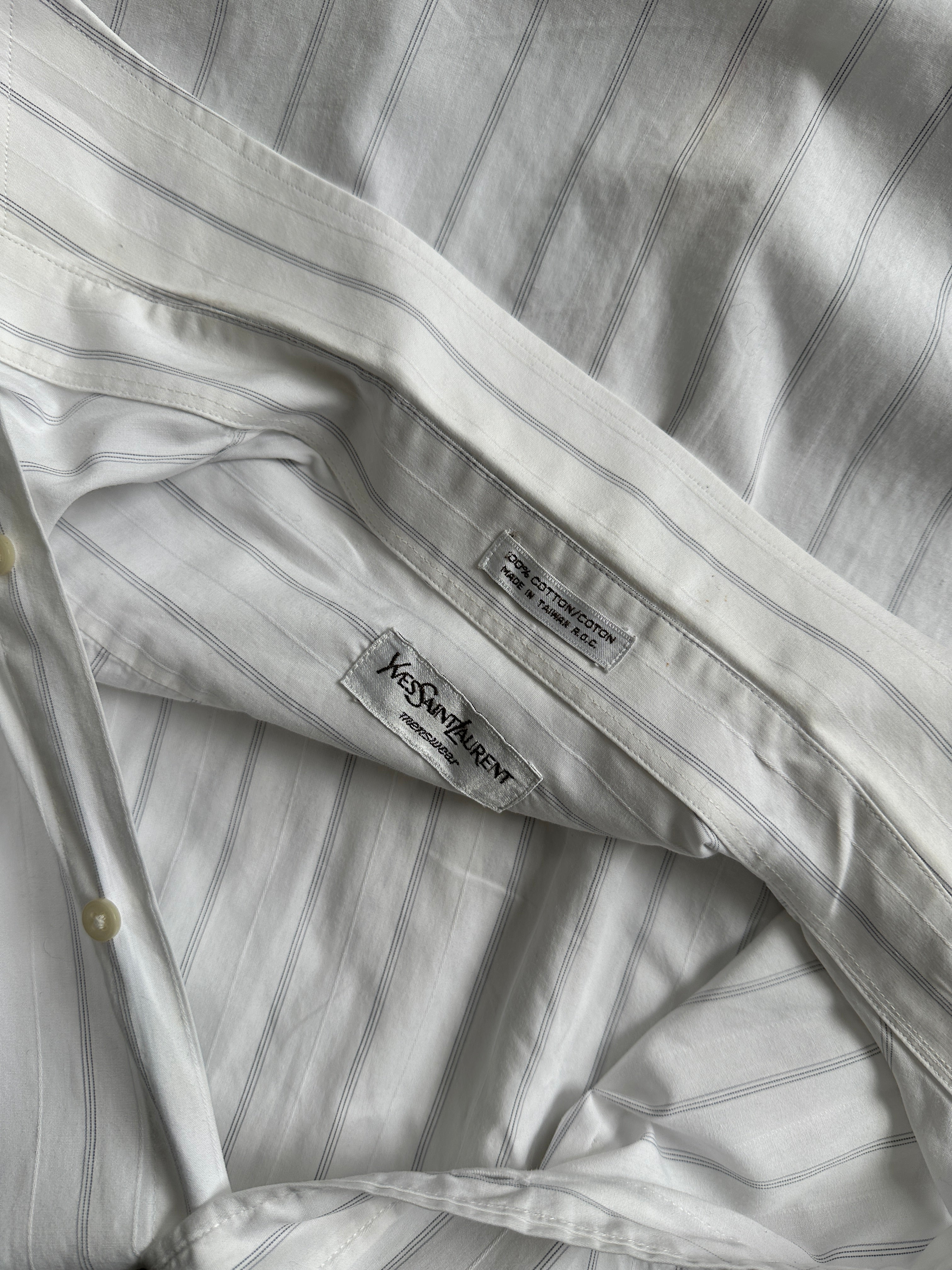 Yves Saint Laurent pinstripe pure cotton shirt in size M, featuring a classic button-up design and tailored fit.