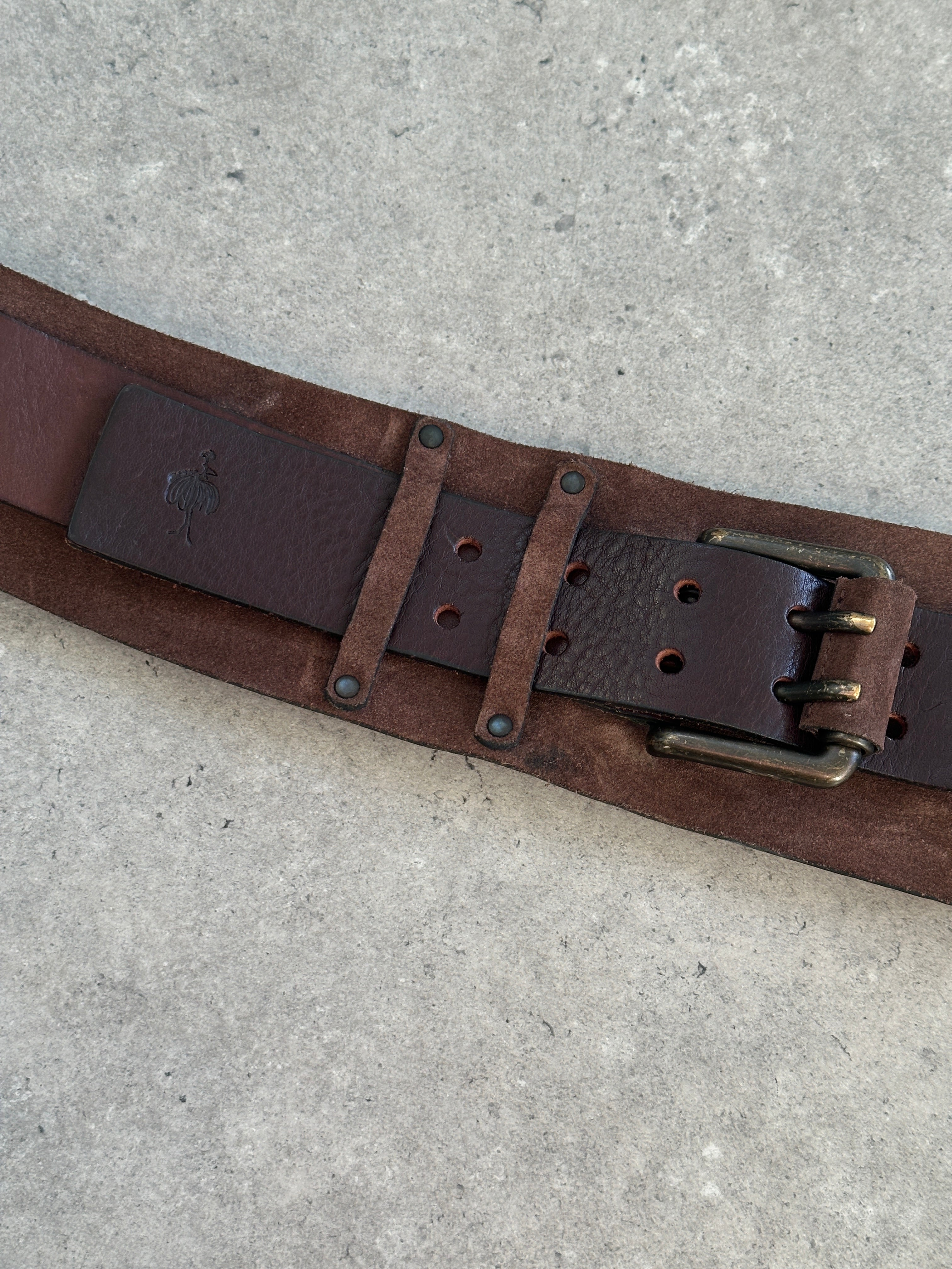 Vintage 1980s Leather Hardware Belt - W30-36 - SYLK