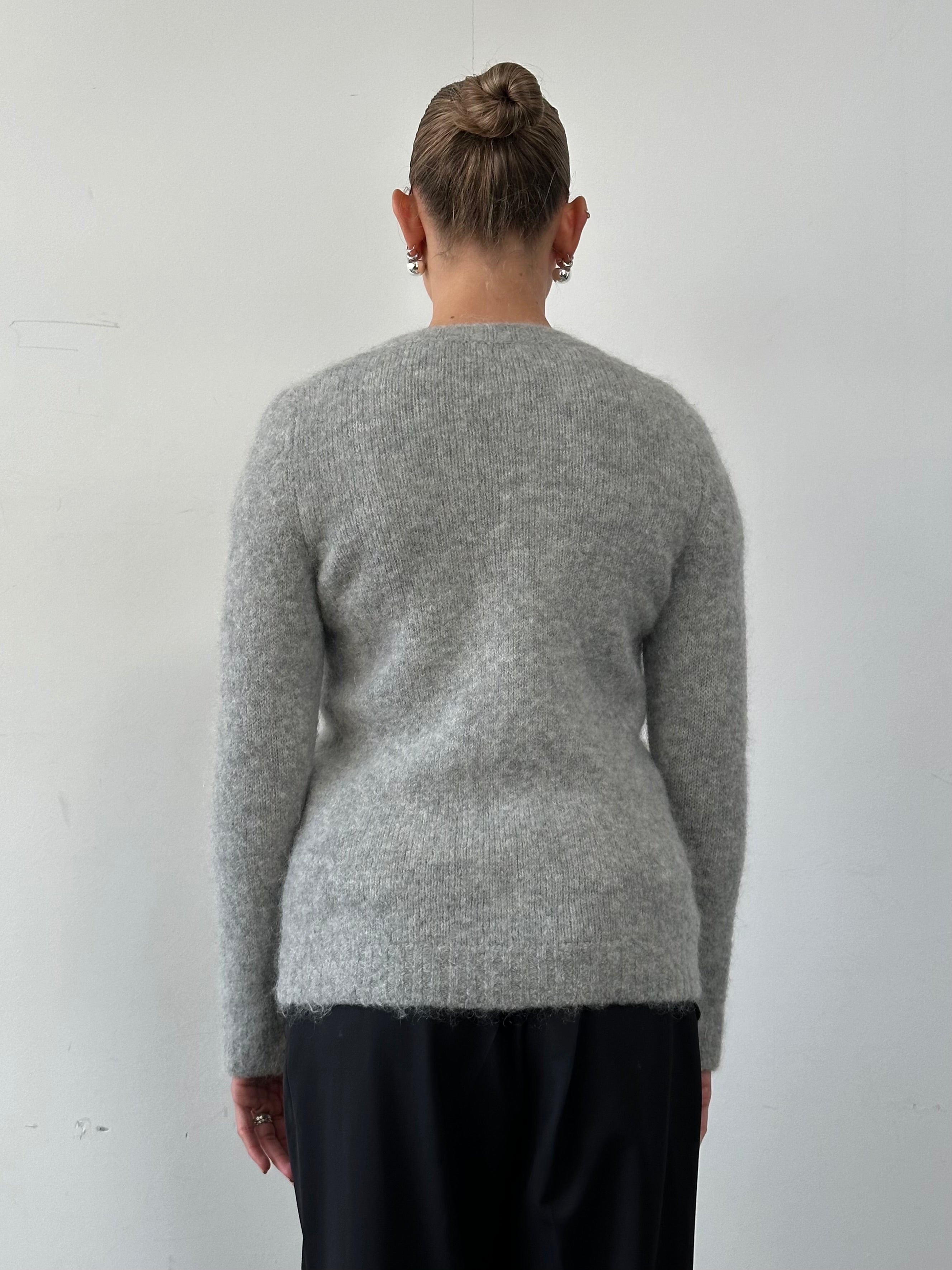 Max Mara Weekend mohair wool knit jumper in soft beige, showcasing a cozy, stylish long-sleeve sweater for women.