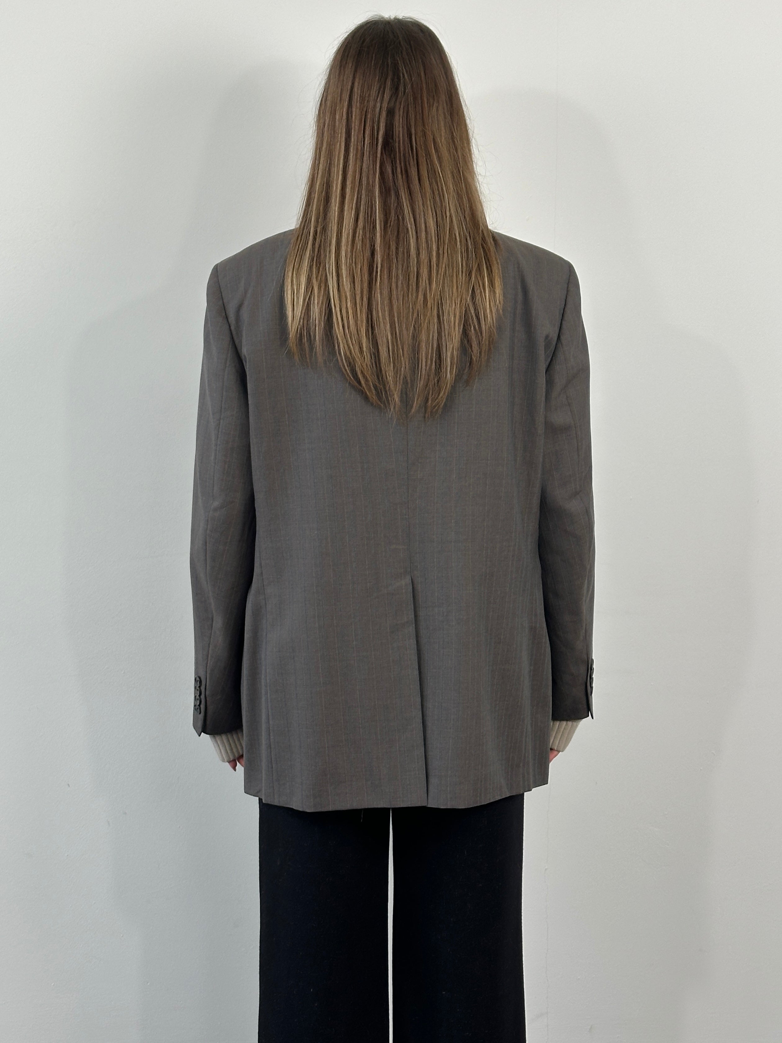 Christian Dior Monsieur 1990s striped single-breasted blazer in size 44R/XL, tailored fit with classic lapel and button closure.
