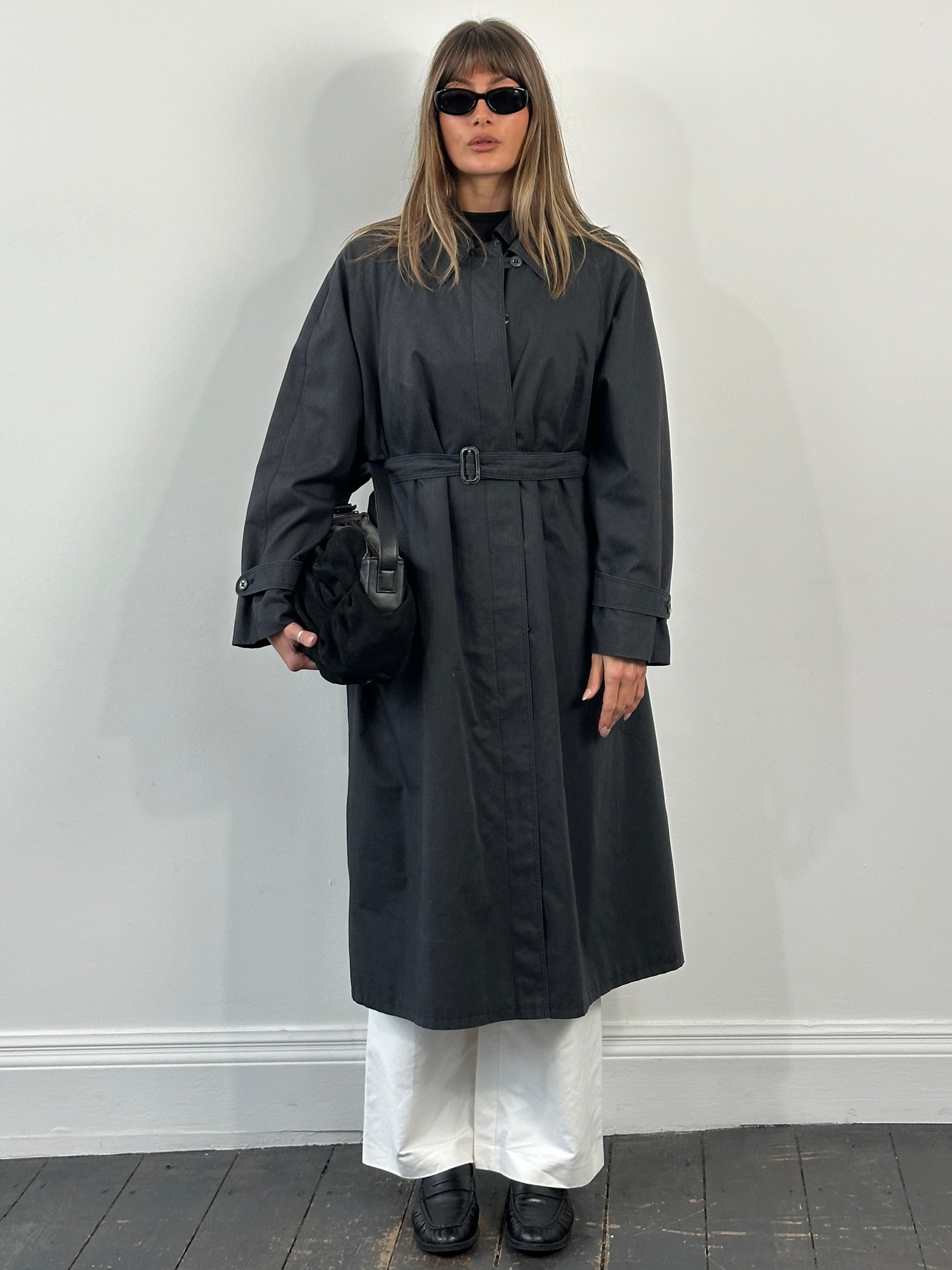 Italian Vintage 1990s Belted Trench Coat - L/XL - SYLK