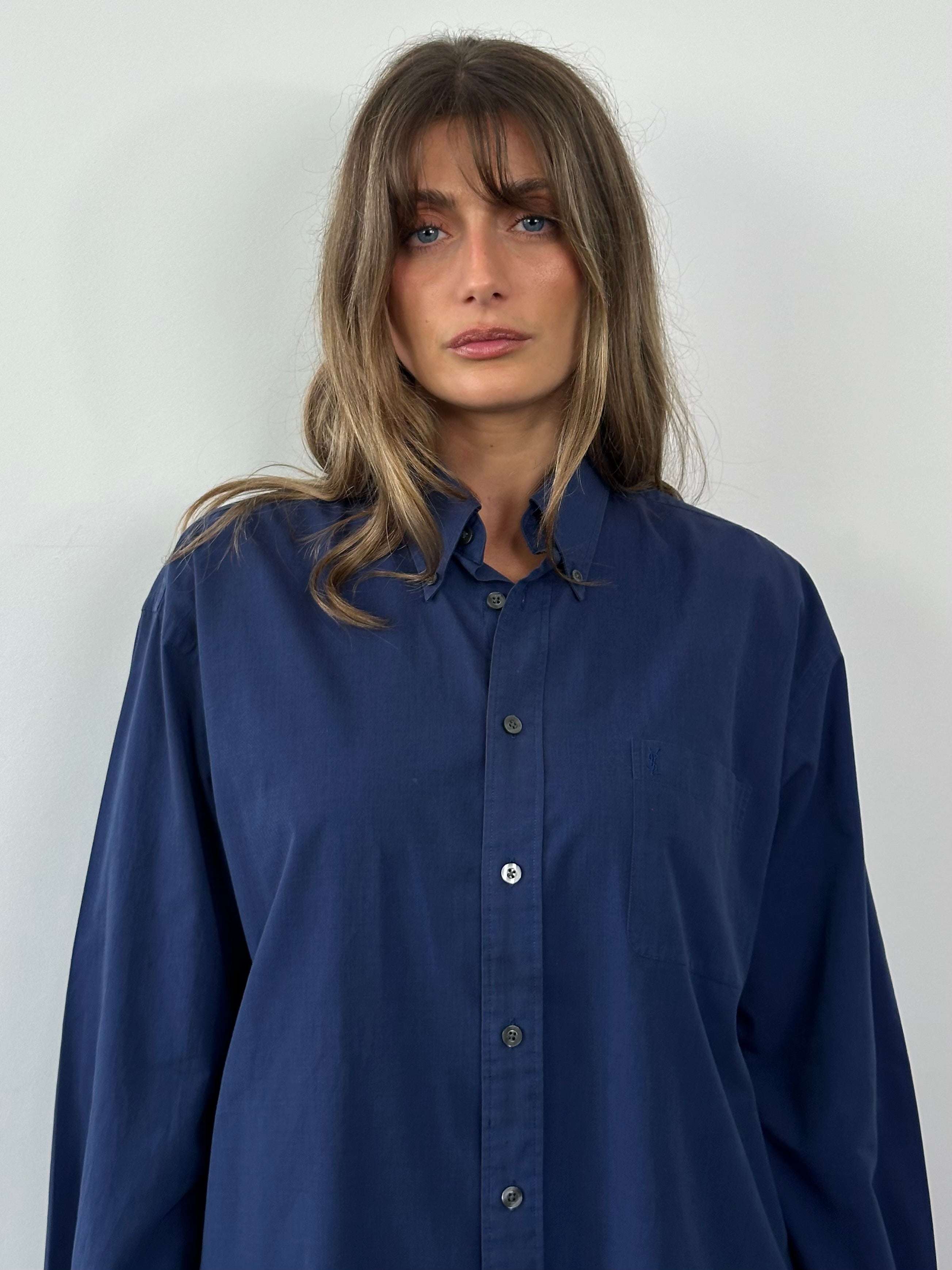 Yves Saint Laurent Pour Homme pure cotton logo shirt in XL, featuring a classic design with the YSL logo visible on the front.