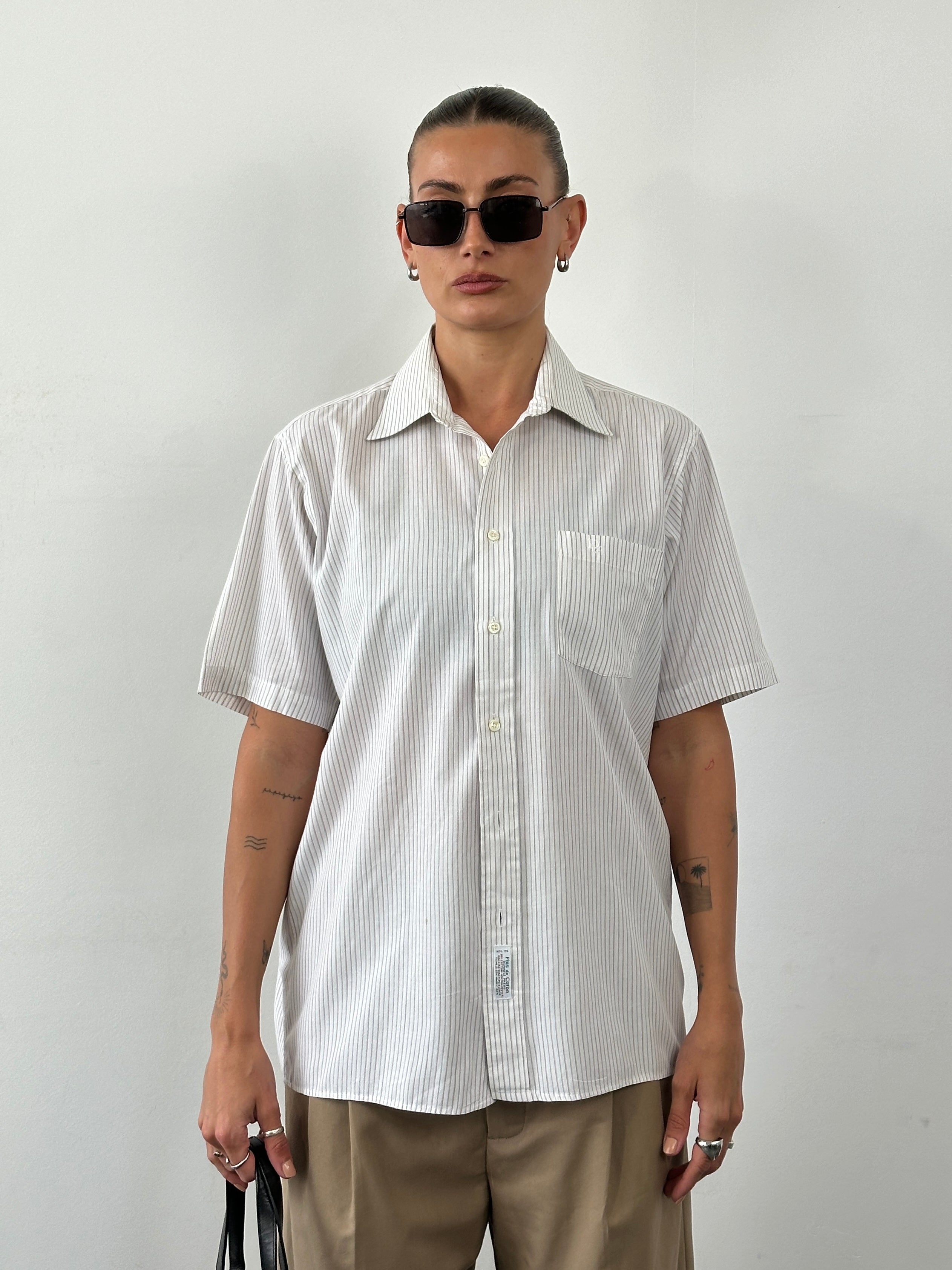 Christian Dior stripe cotton logo shirt in size M/L, featuring the iconic Dior branding and stylish design.