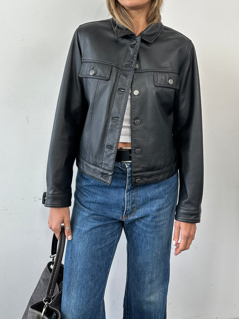Vintage Boxy Leather Jacket - S/M - SYLK