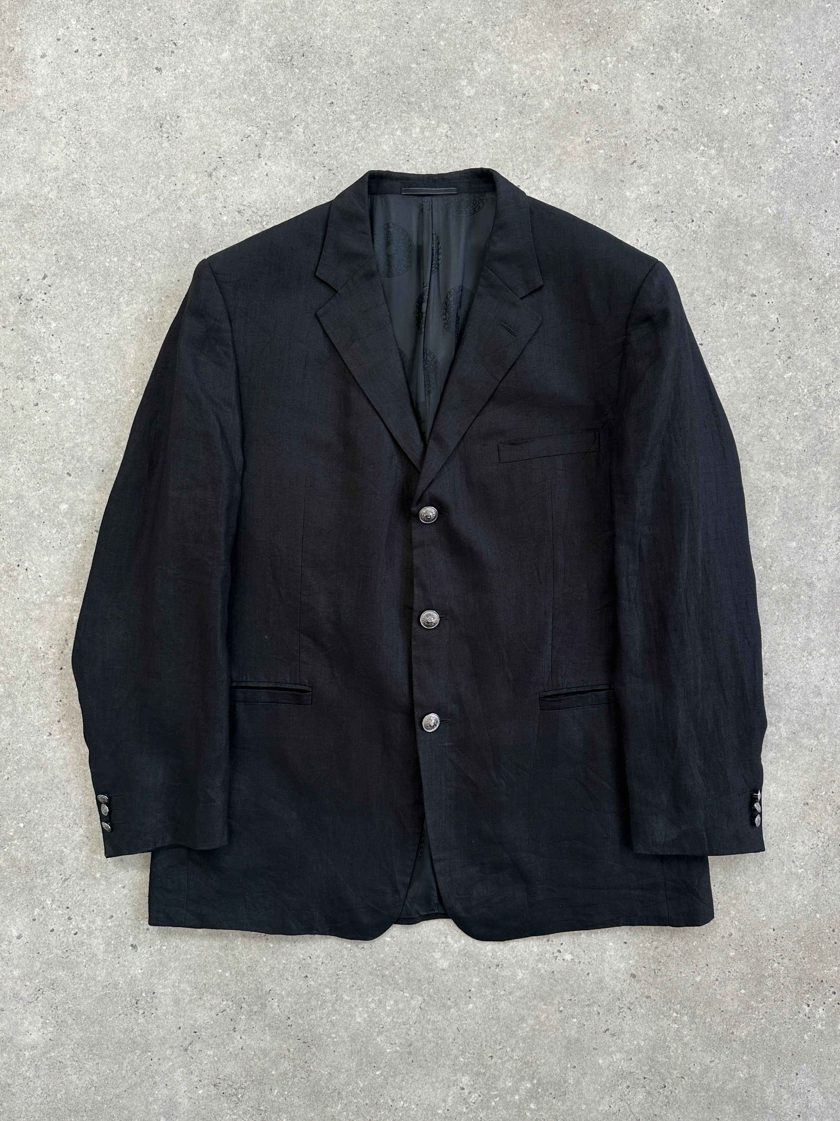 Versace Classic V2 Bespoke single-breasted linen blazer in size 46R/XL, stylish men's blazer with a tailored fit.