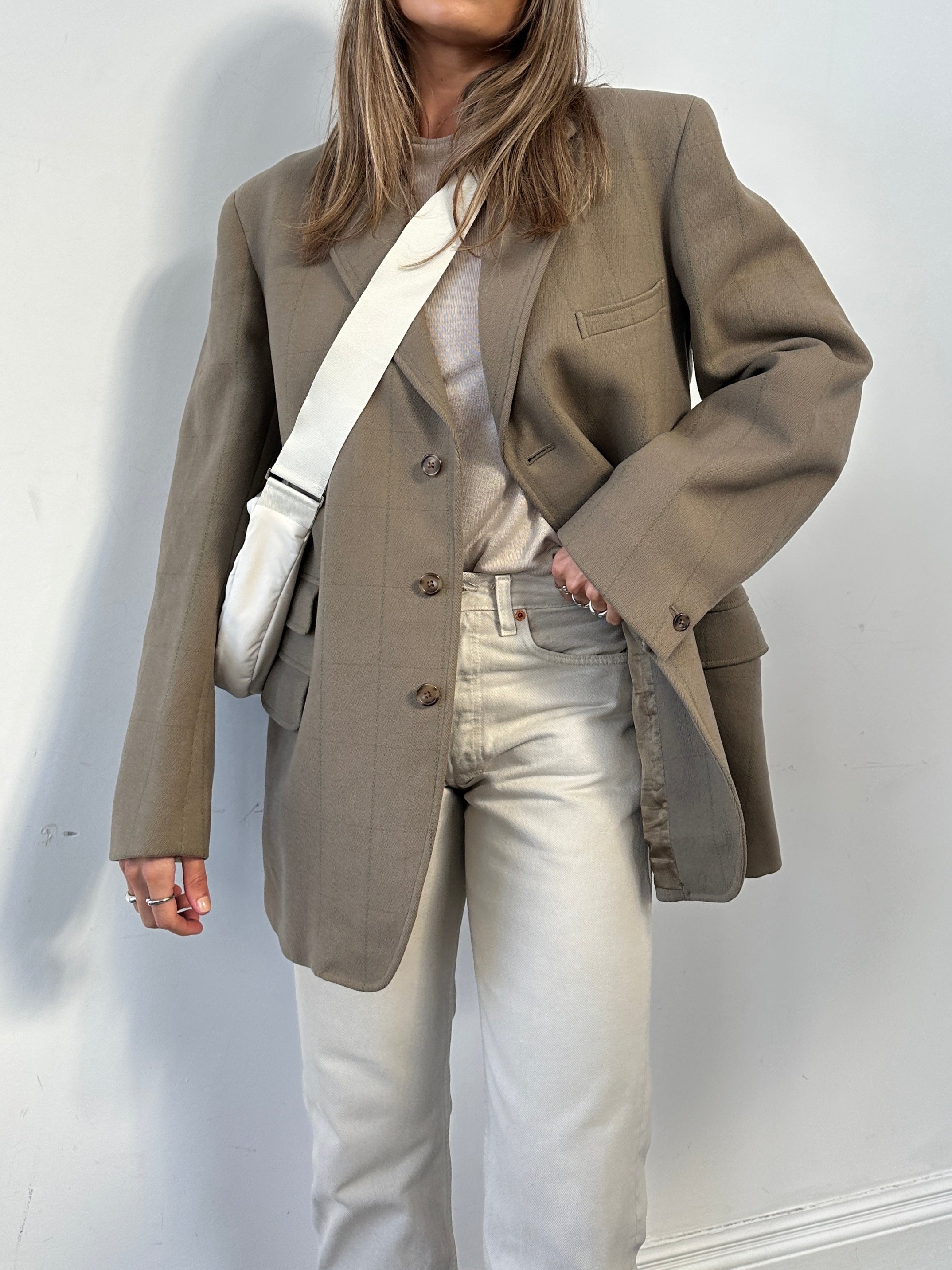 British Vintage Thick Wool Check Blazer - L/XL - SYLK