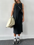 Laura Ashley Silk Linen Midi Shift Dress - M - SYLK