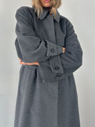 British Vintage Pure Wool Floor Length Belted Coat - L - SYLK