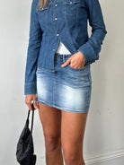 Vintage 00s Washed Denim Mini Skirt - W30 - SYLK