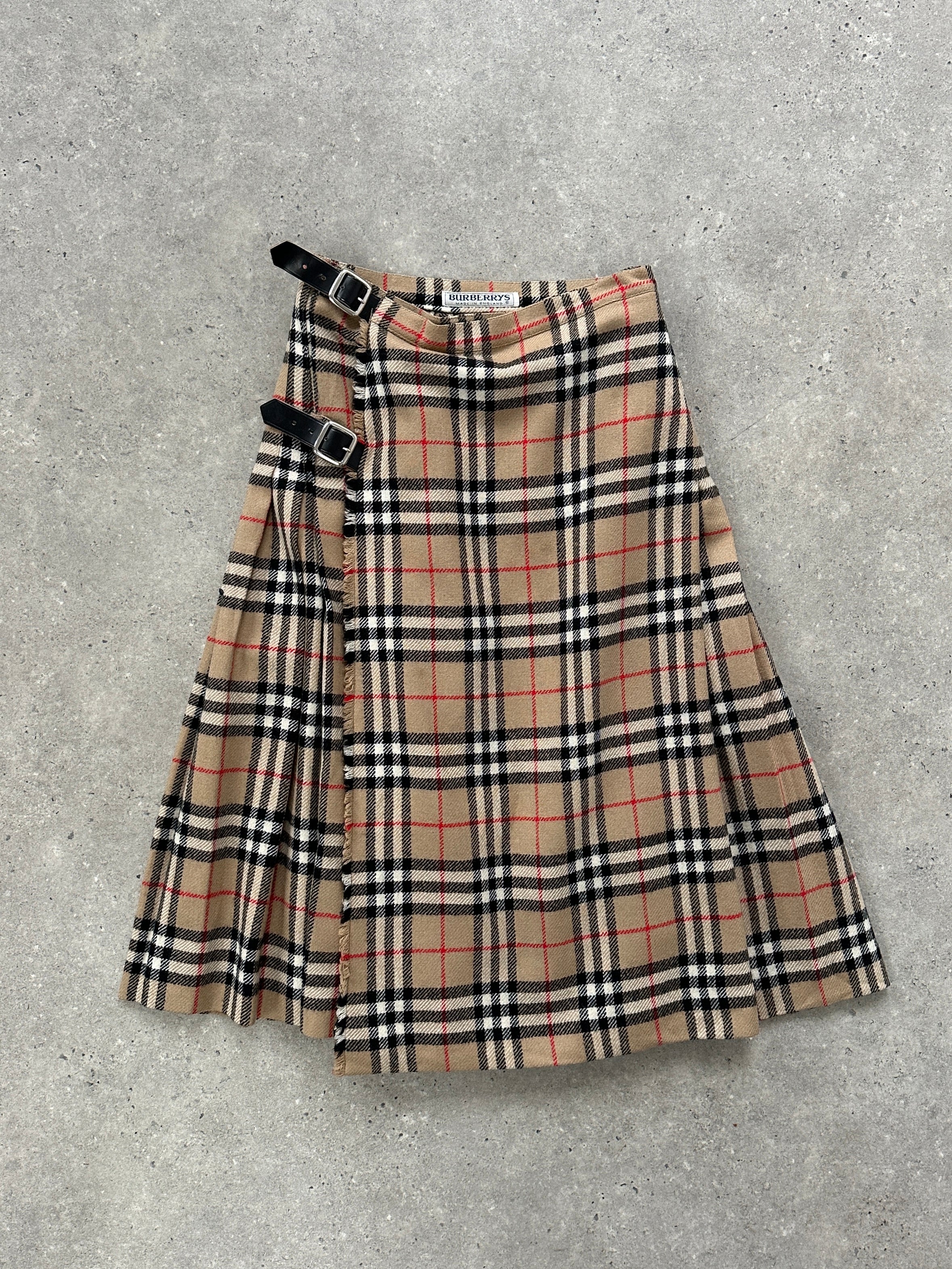 Burberry Nova Check Pure Wool Pleated Skirt - W24-26 - SYLK