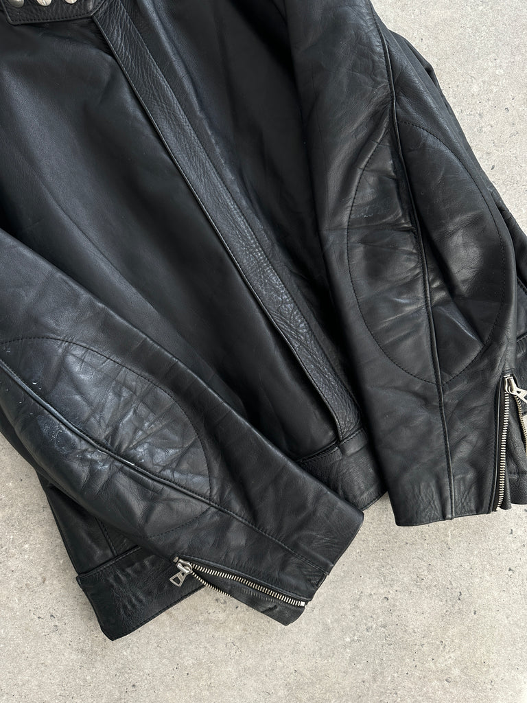 Vintage Leather Moto Jacket - L - SYLK