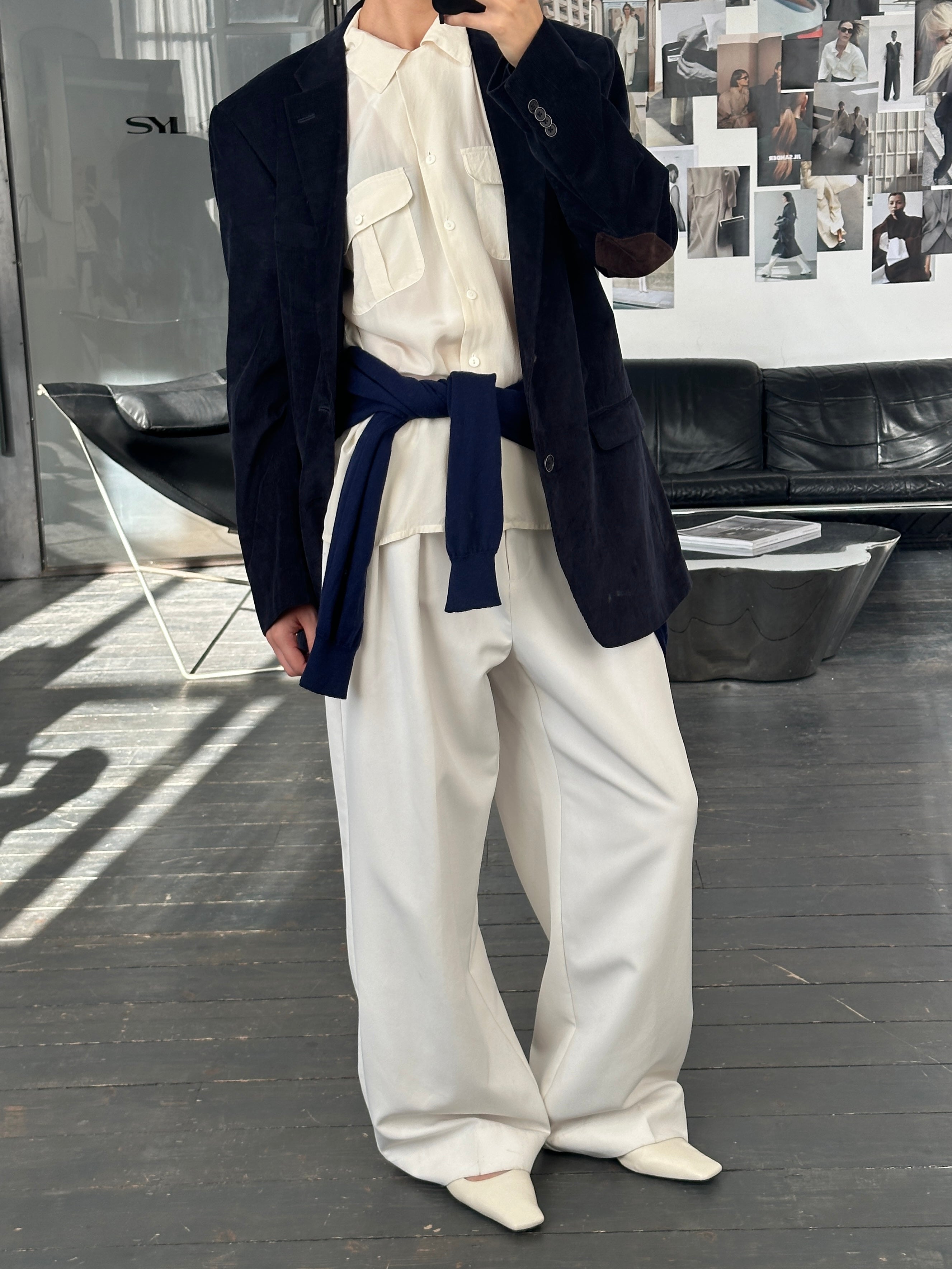 Vintage 1990s pure silk minimal shirt in size M, featuring a sleek design and smooth fabric, from the Vintage brand.