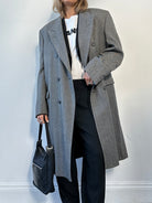 British Vintage Pure Wool Double Breasted Herringbone Coat - L/XL - SYLK