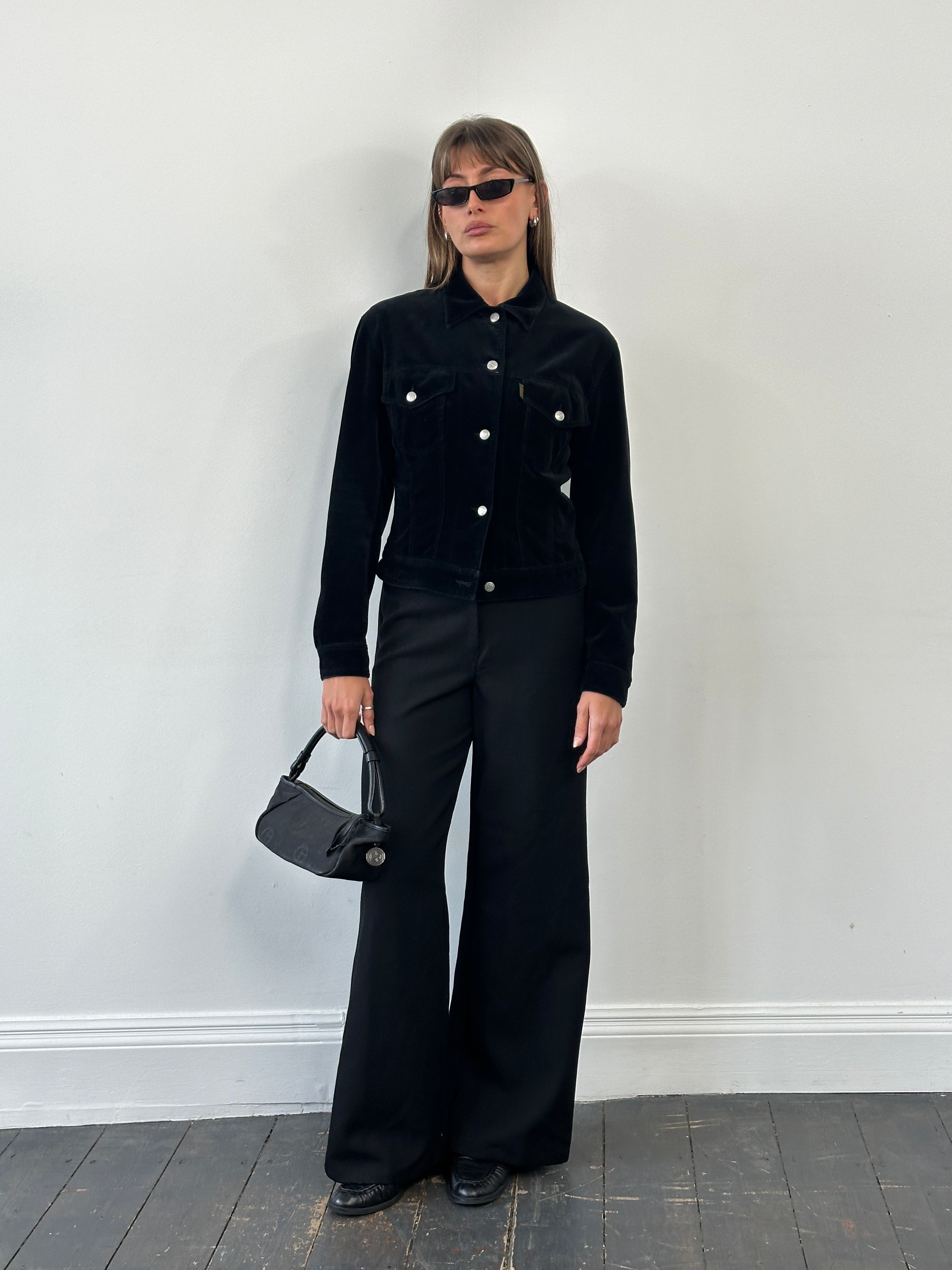 Katharine Hamnett 1990s pure cotton jacket in size S, shown in a casual style with a front zipper and classic collar.