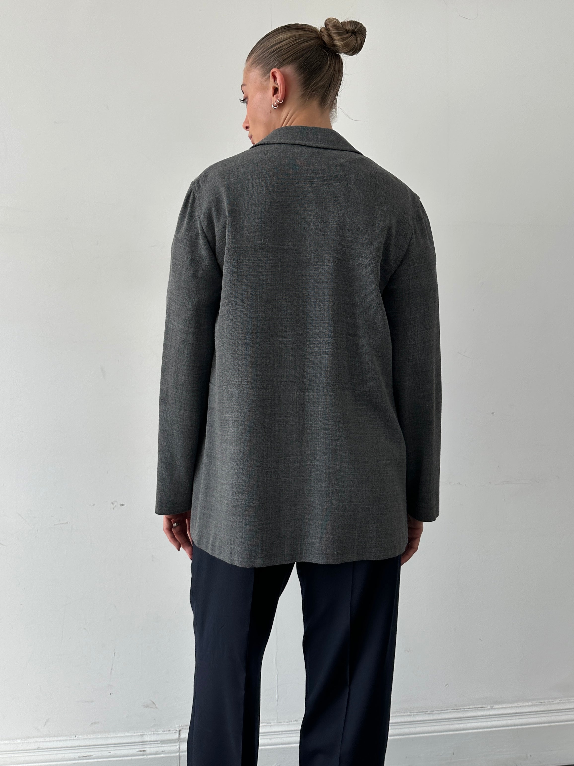 Marella Minimal Wool Lightweight Jacket in size L, featuring a sleek design and neutral color, suitable for stylish layering.
