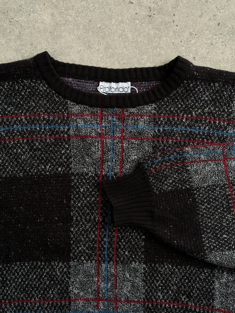 Vintage Lambswool Check Knitted Jumper - M - SYLK