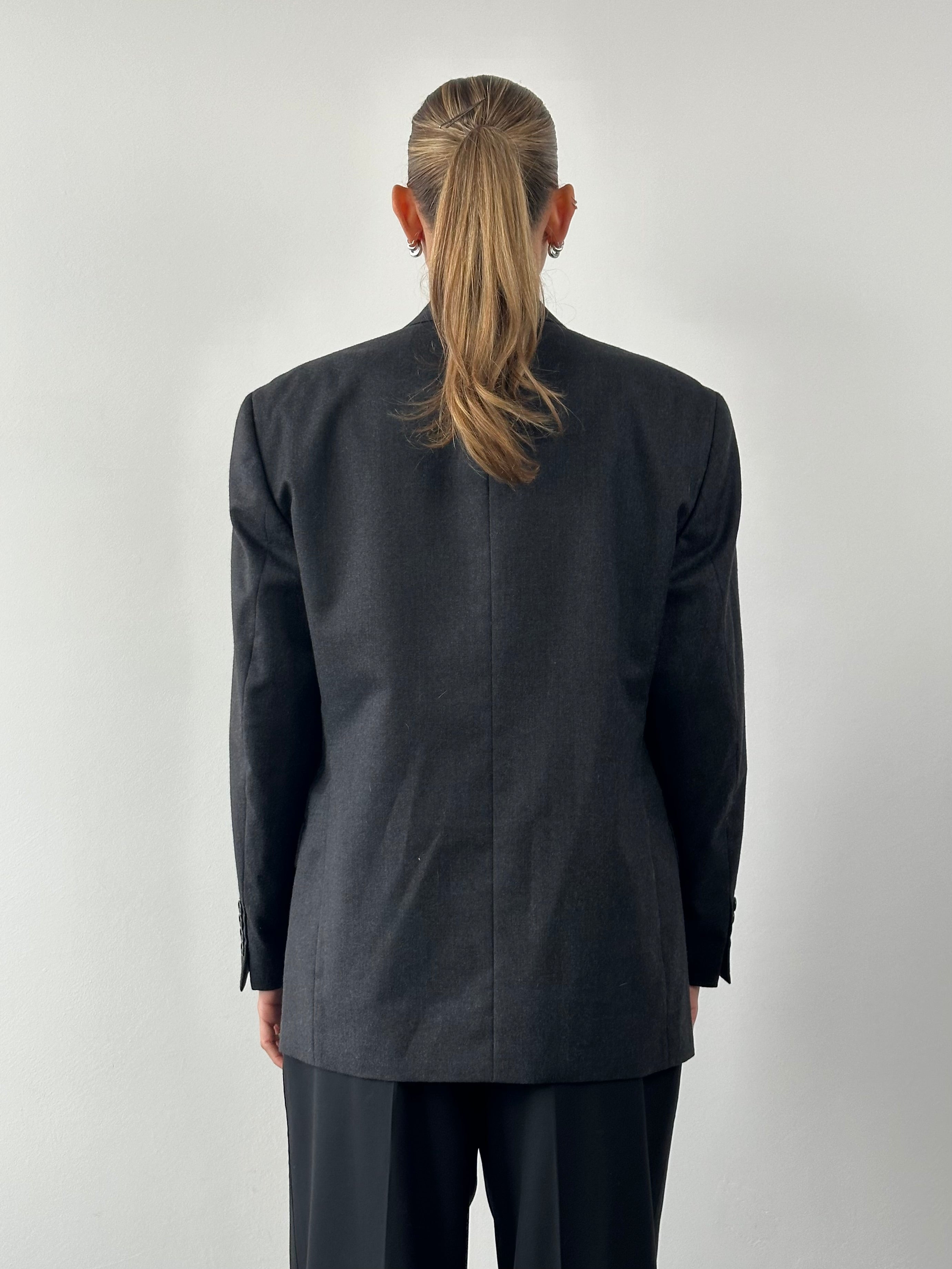 Yves Saint Laurent Pour Homme pure wool blazer two-piece set in size 40S/L, tailored fit with classic lapel and sleek design.