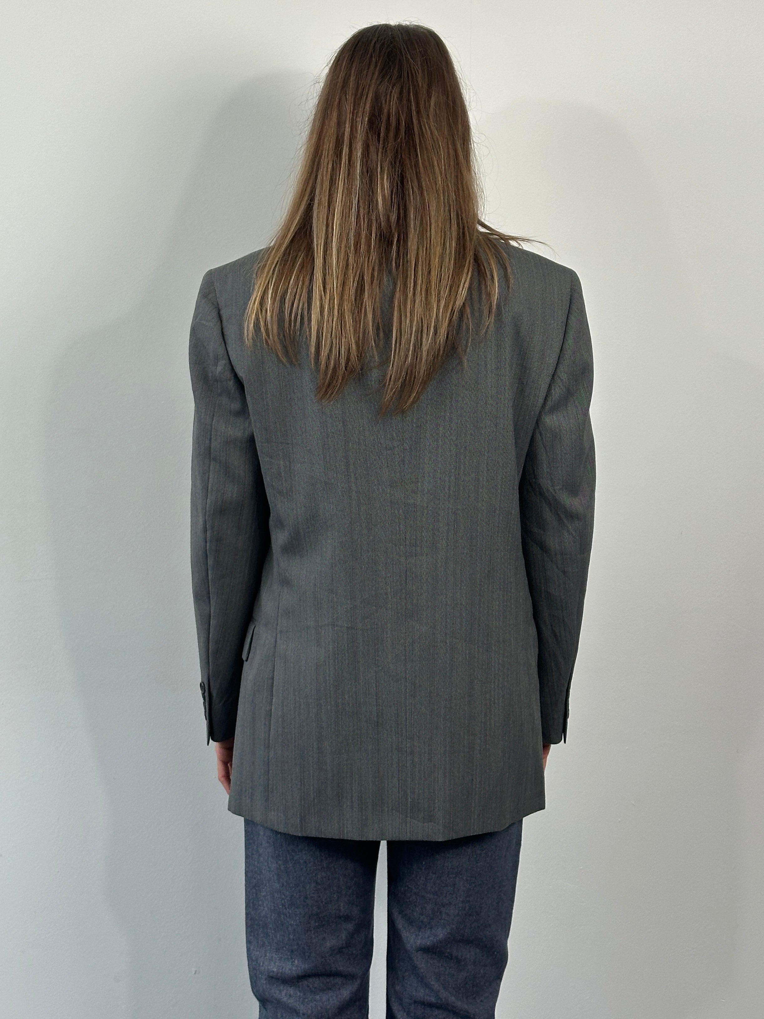 Christian Dior Monsieur 1980s pure wool stripe blazer in size 39R/M, tailored fit with classic pattern and elegant design.