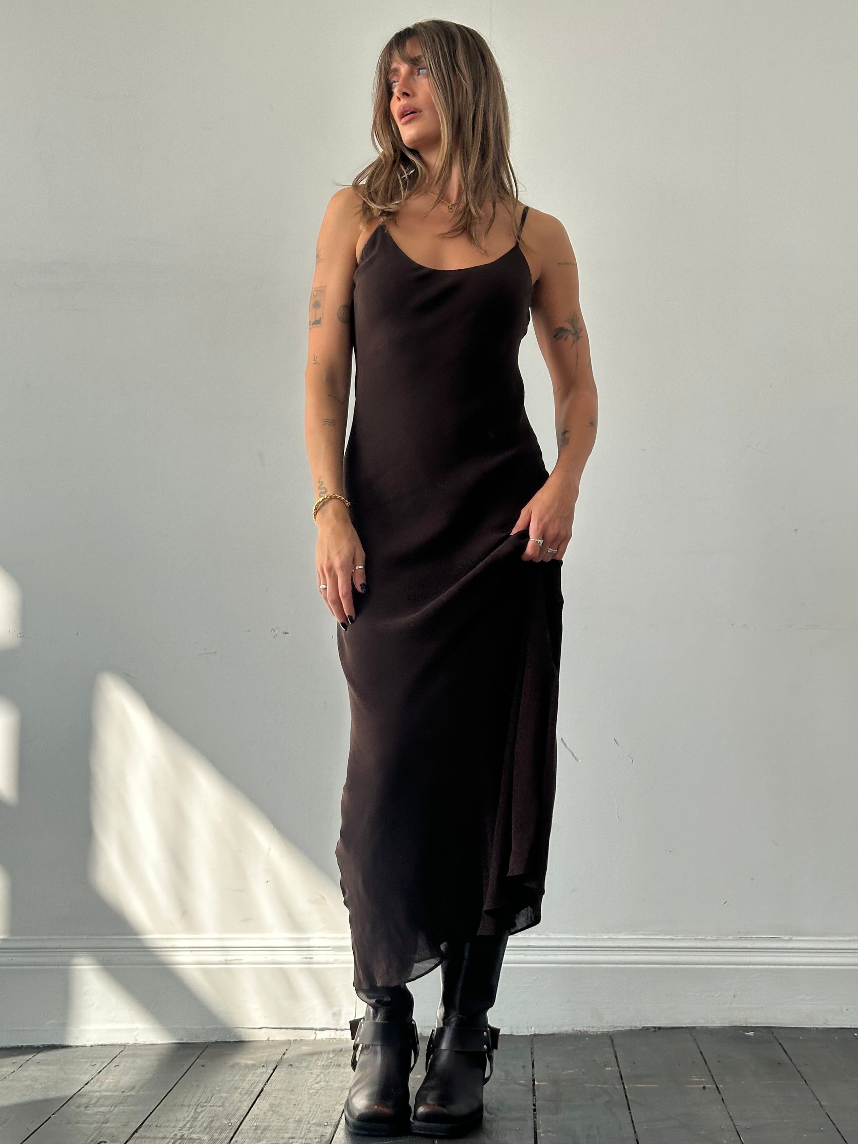 Jigsaw 1990s Linen Maxi Slip Dress - S/M