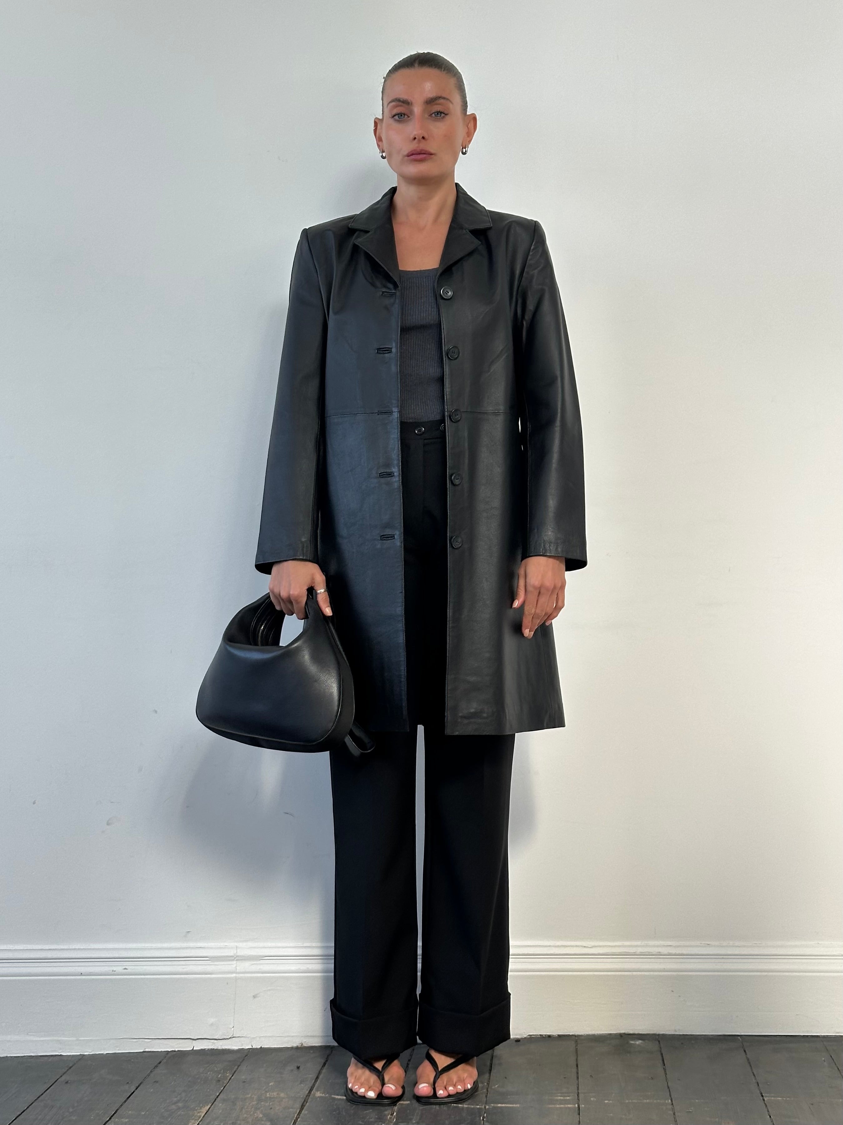 Vintage Leather Trench Coat - M - SYLK