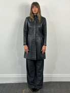 Vintage 1990s Minimal High Neck Leather Jacket - S - SYLK