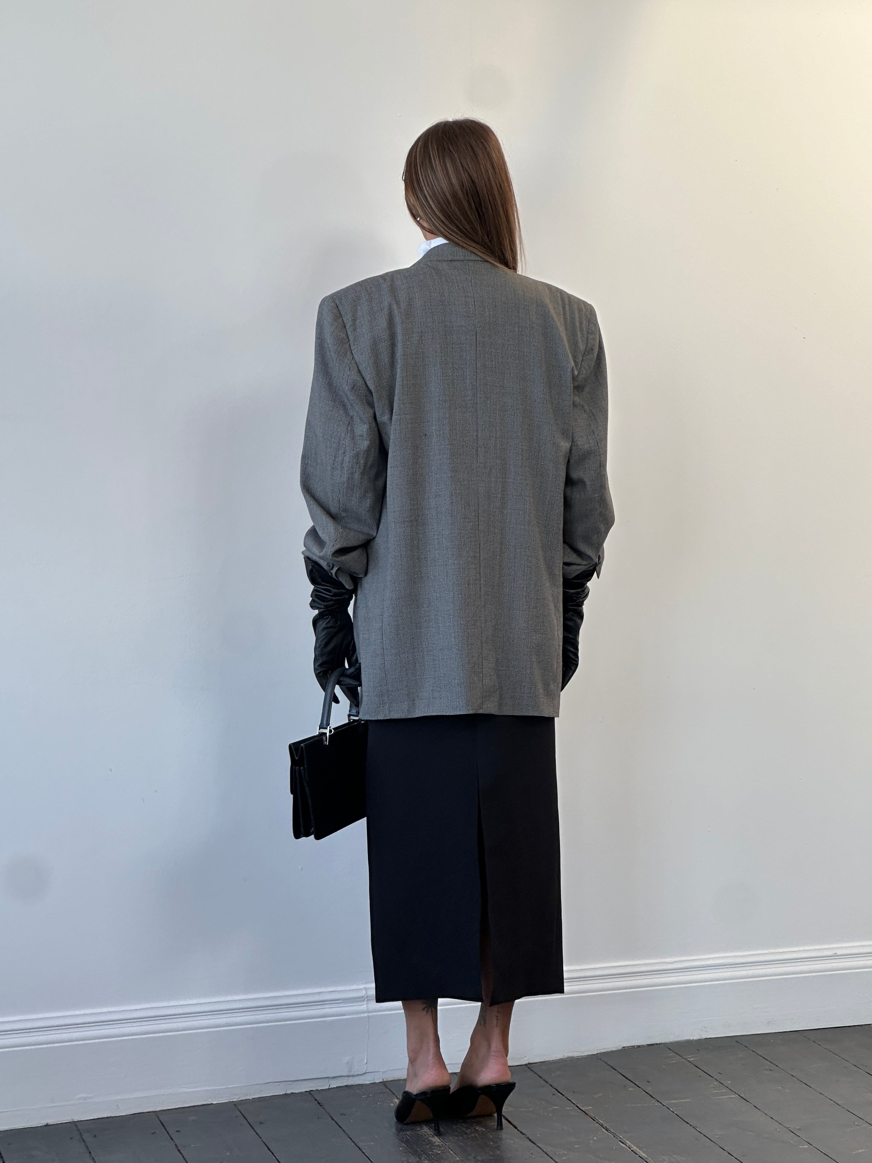 **Christian Dior Monsieur 1980s Pure Wool Houndstooth Blazer - 44R/XL - SYLK