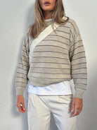 St Michael Stripe Knitted Jumper - M - SYLK