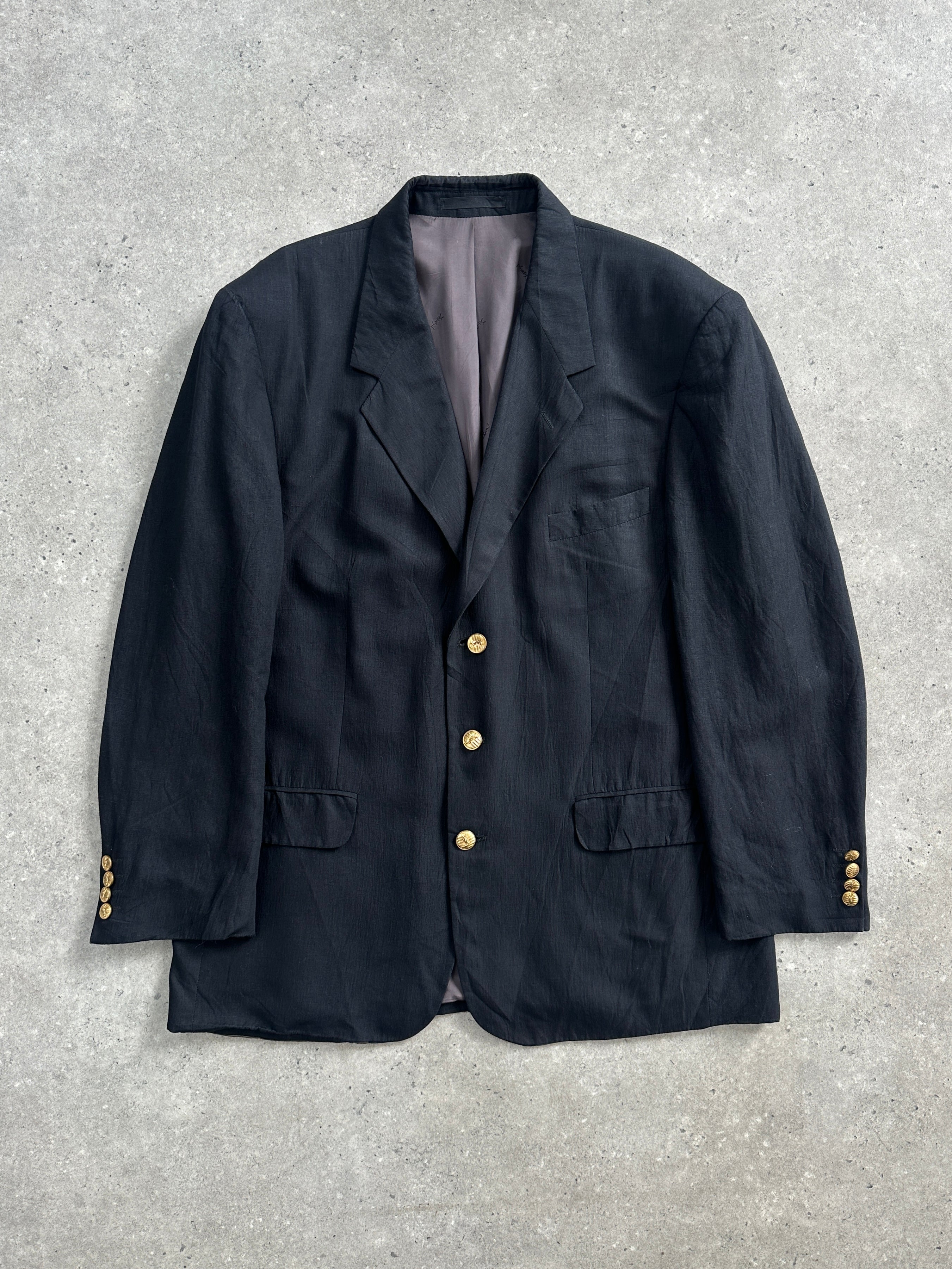 Yves Saint Laurent 1990s bespoke button blazer in size 44R/XL, tailored with structured lapels and classic design.