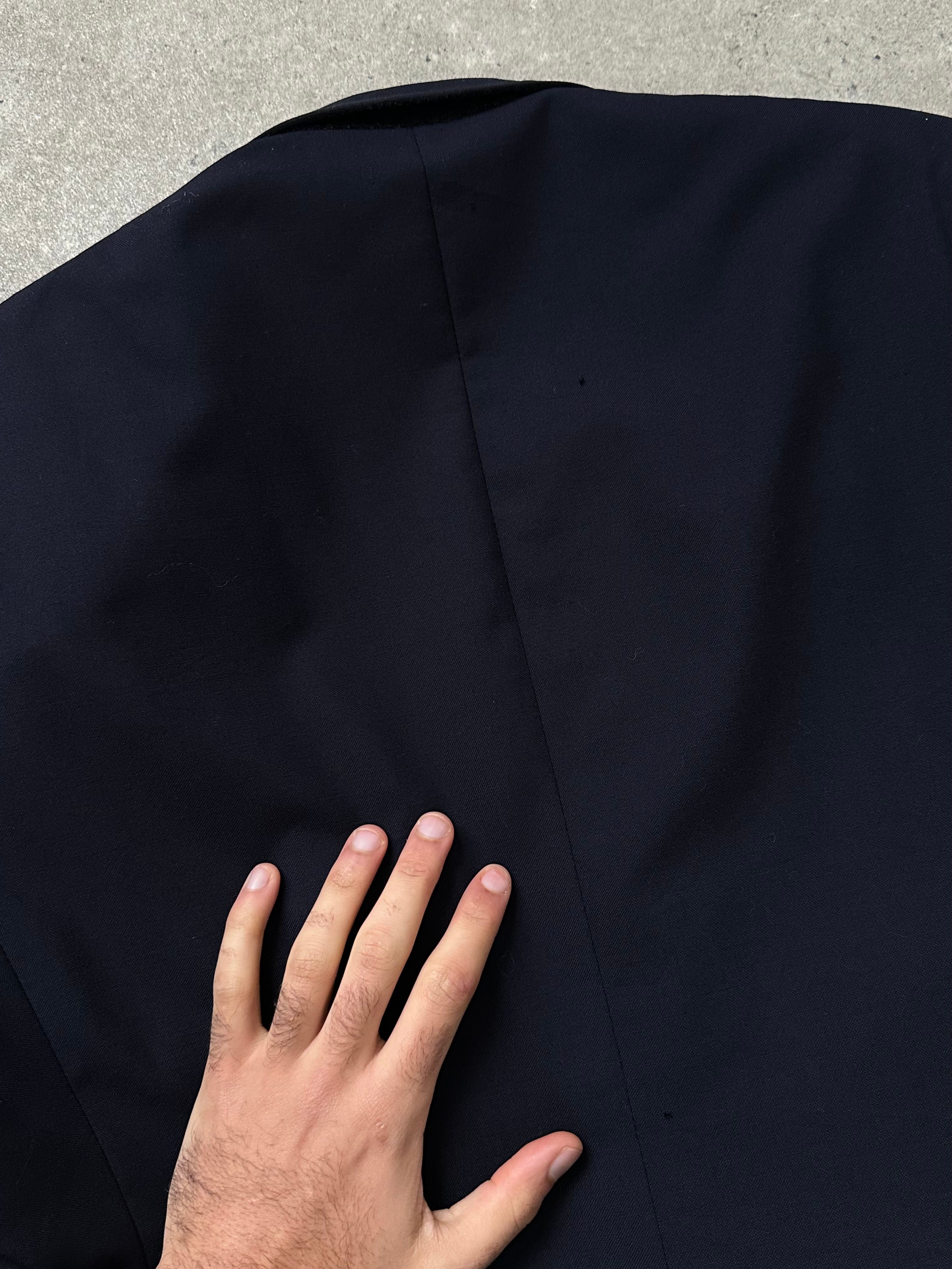 Burberry 1990s double-breasted pure wool blazer in size 42R/XL, classic tailored design with button details.