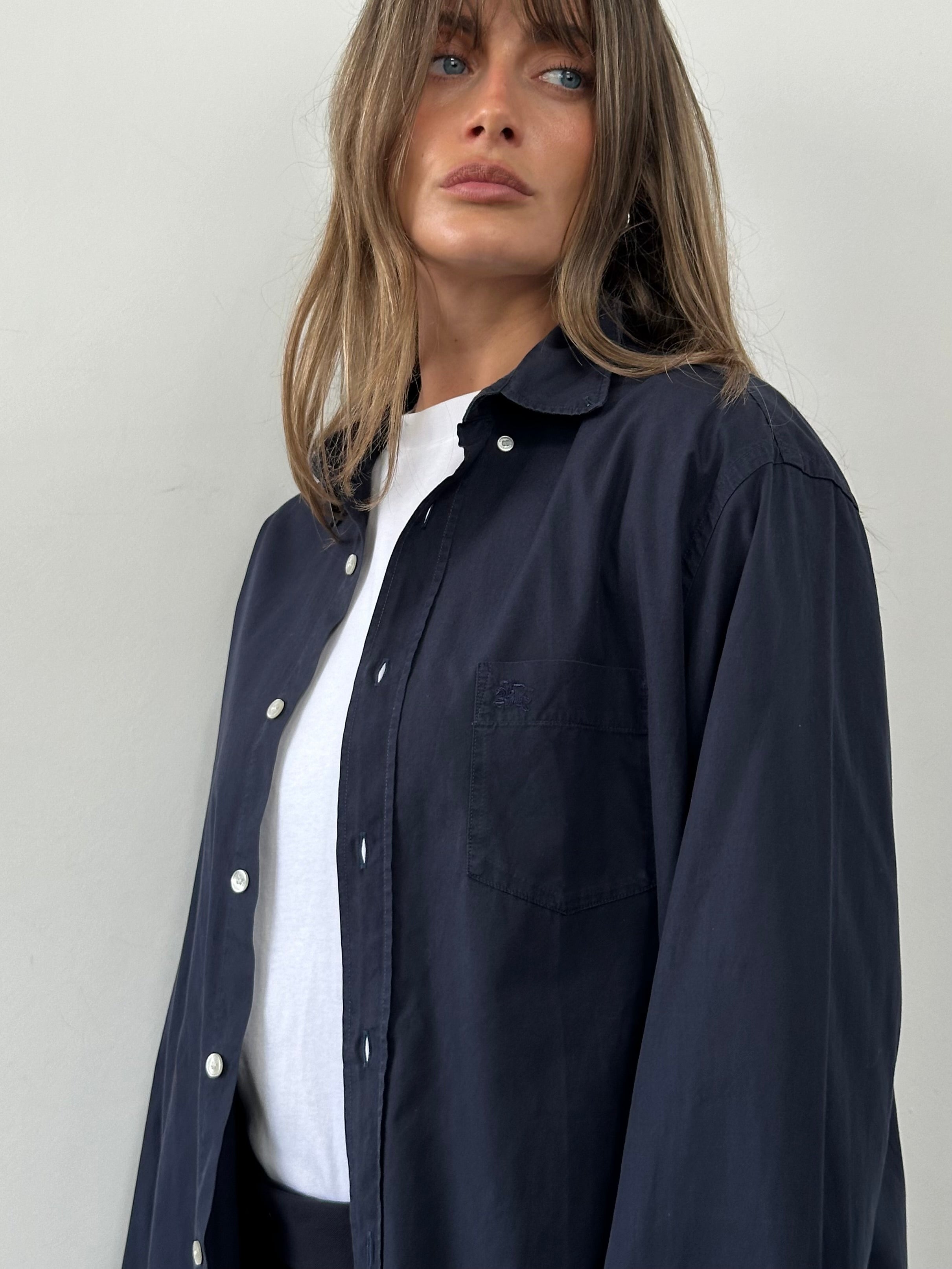 Burberry Brit Pure Cotton Logo Shirt in XL, featuring the iconic logo design and classic fit on a white cotton shirt.