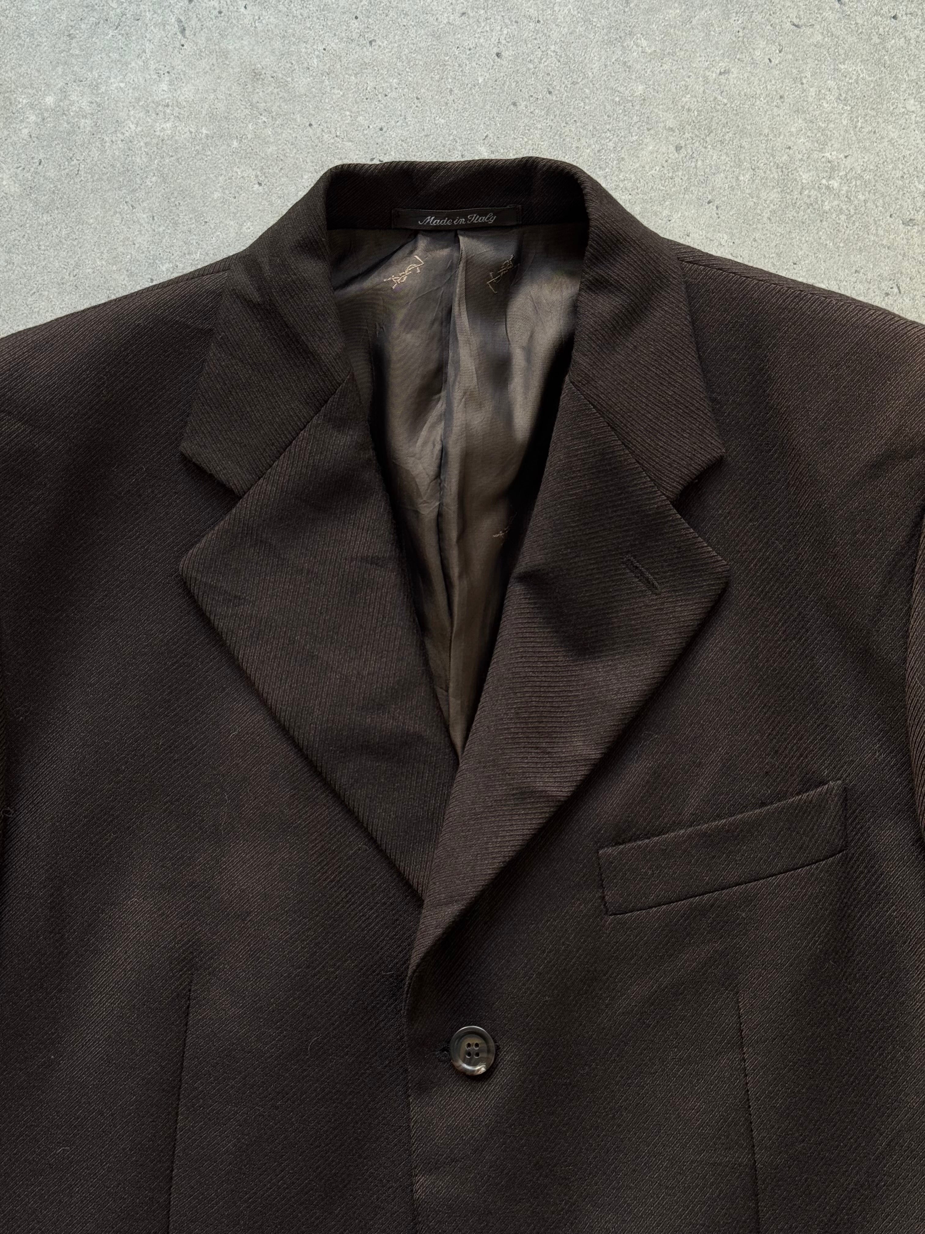 Yves Saint Laurent Pour Homme 1990s pure wool single-breasted blazer, size 38R, in classic tailored style with notched lapels.
