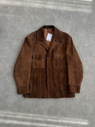 British Vintage 70s Suede Leather Trucker Jacket - L - SYLK