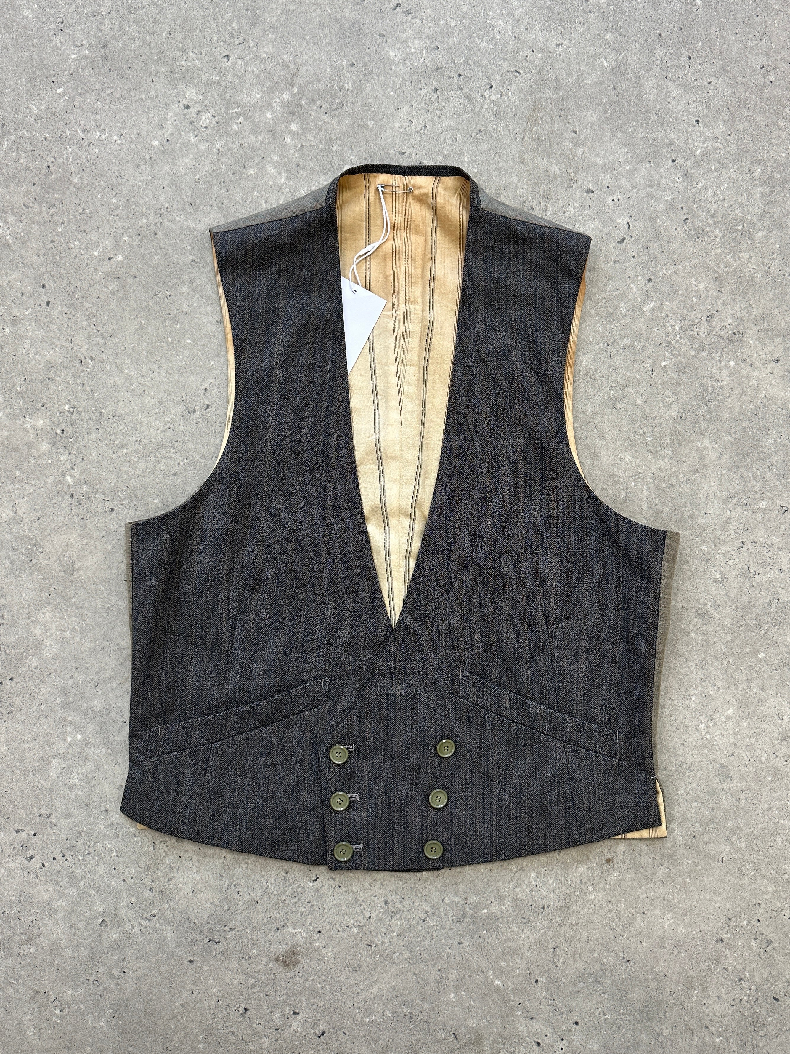 Vintage Wool Pinstripe Double Breasted Waistcoat - M - SYLK