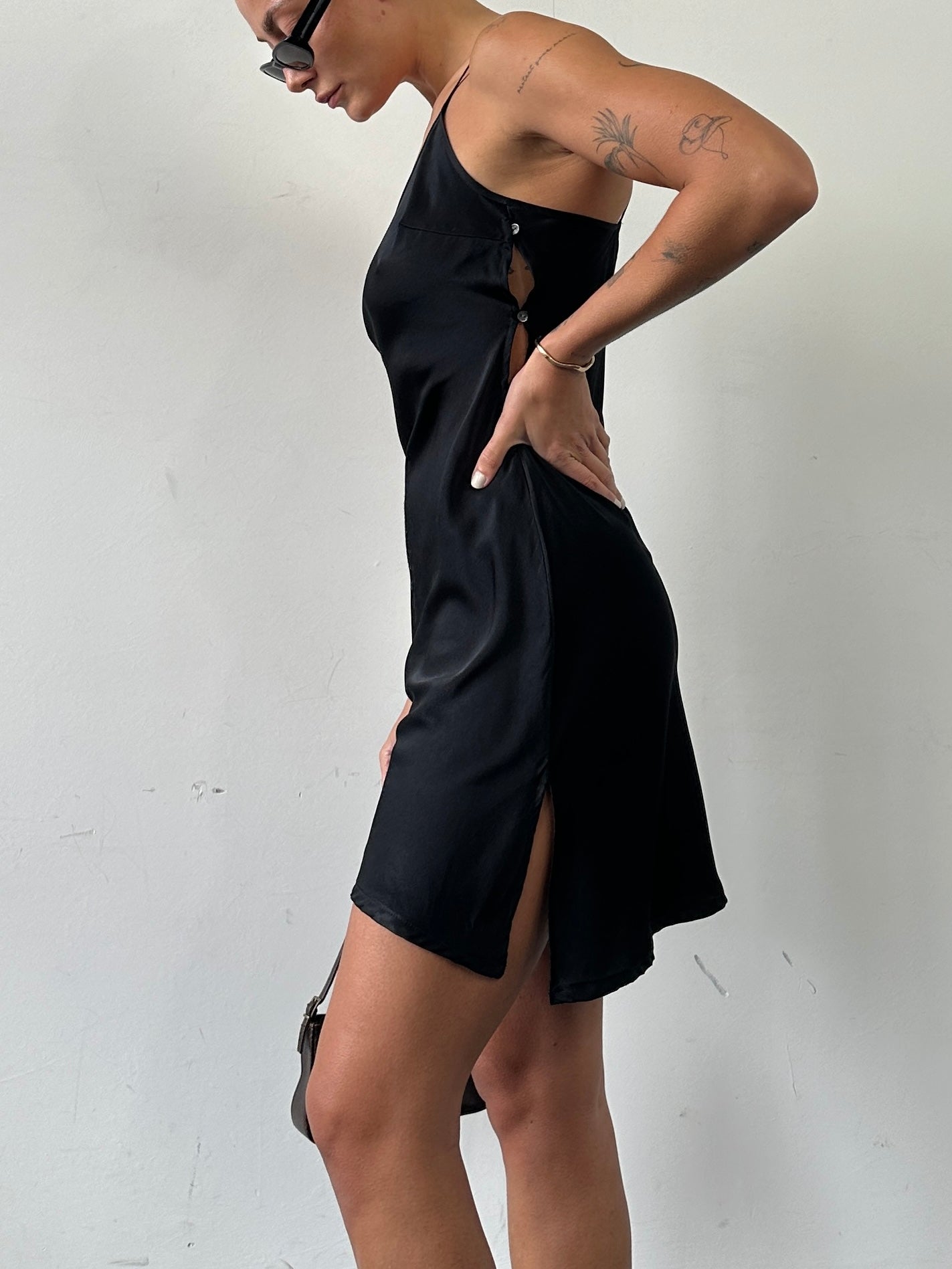 Armani Exchange pure silk mini slip dress in XS/S, sleeveless with a sleek, smooth fabric and simple design.