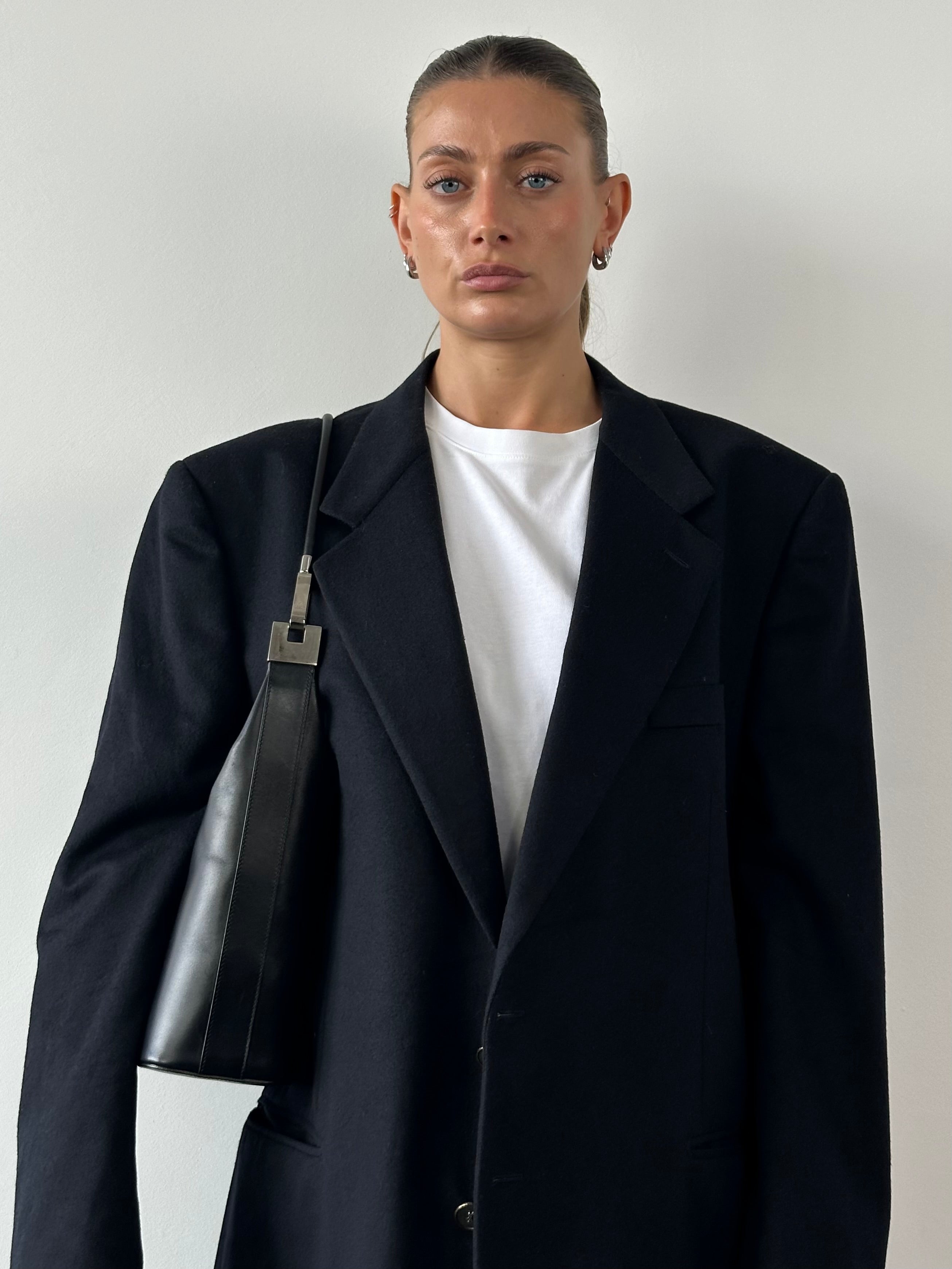 Yves Saint Laurent Pour Homme brushed wool cashmere blazer in XL with bespoke buttons, tailored fit, and classic style.
