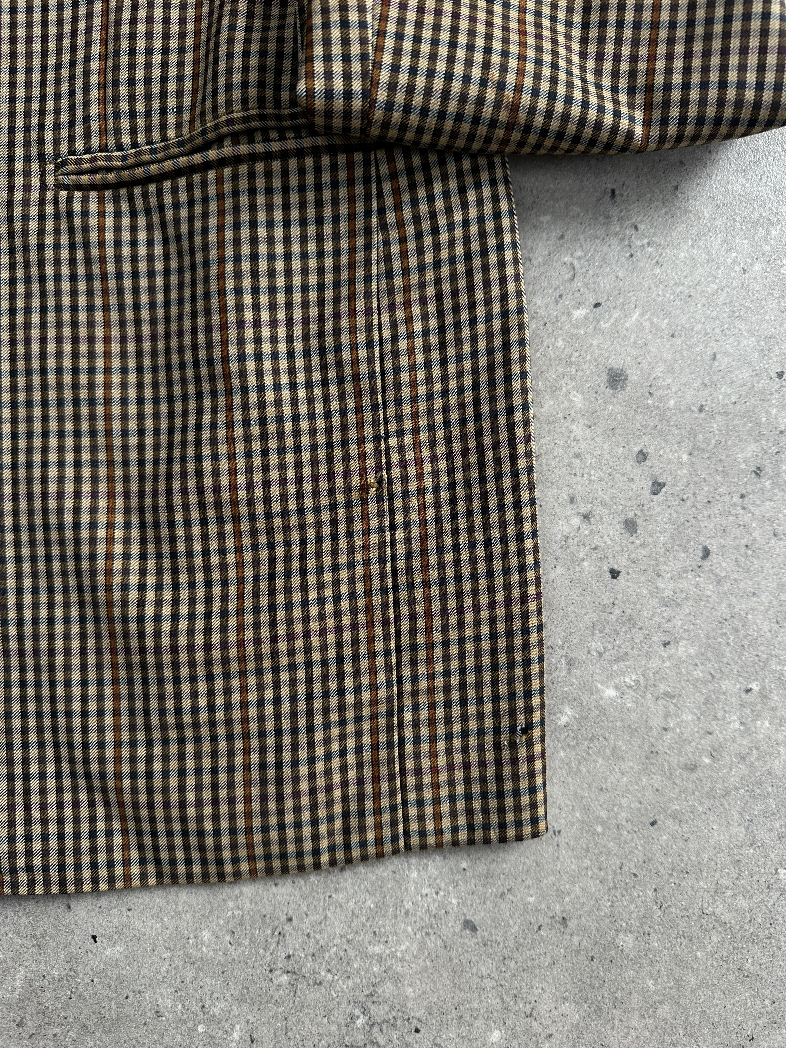 Pal Zileri x Loro Piana 1990s Tasmanian wool mini check blazer in size 36R/M, featuring classic tailored design.