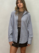 Yves Saint Laurent Pinstripe Pure Cotton Logo Shirt - L - SYLK