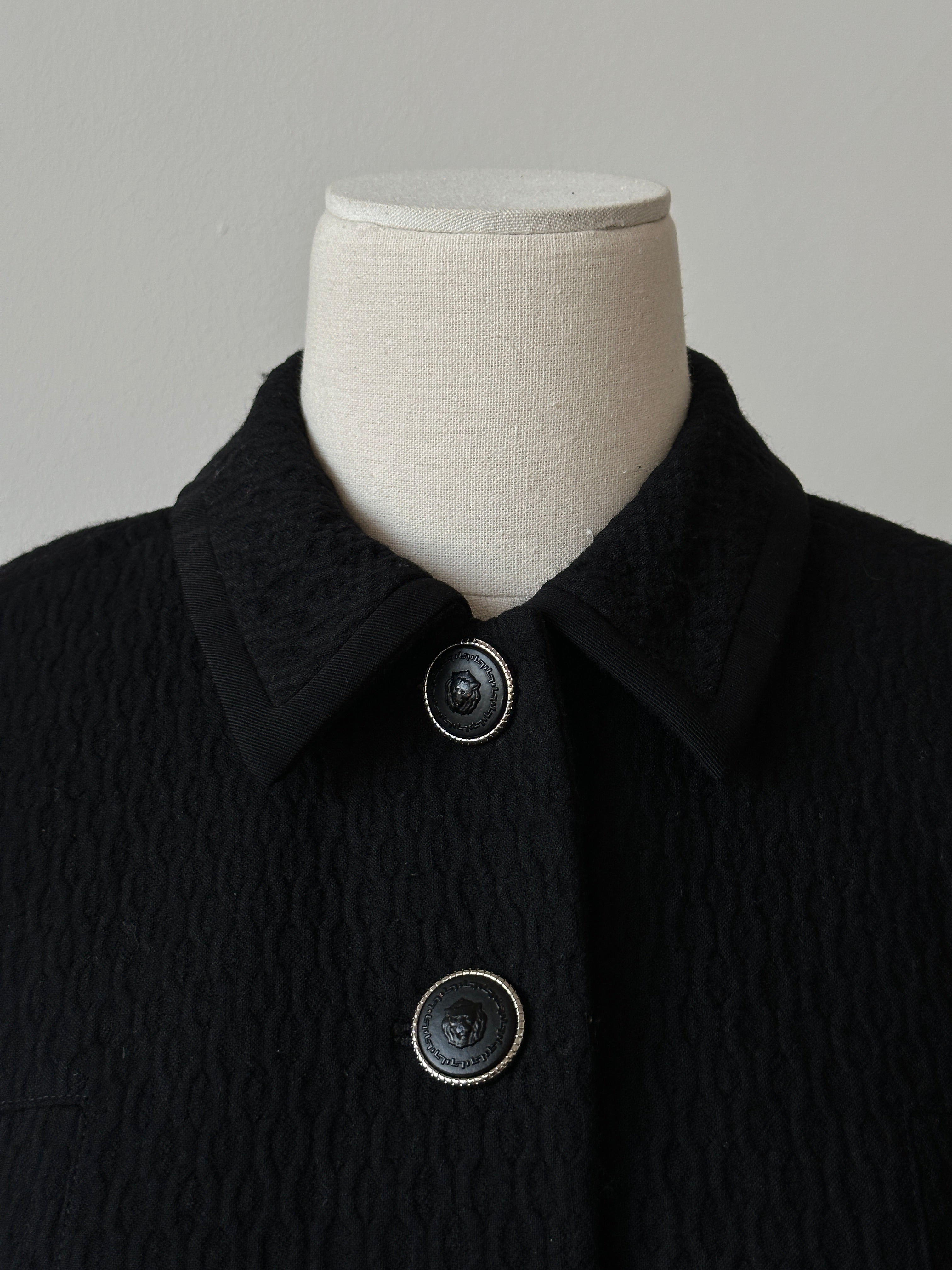 Versace Versus 1990s Wool Silk Lion Head Fitted Jacket - S