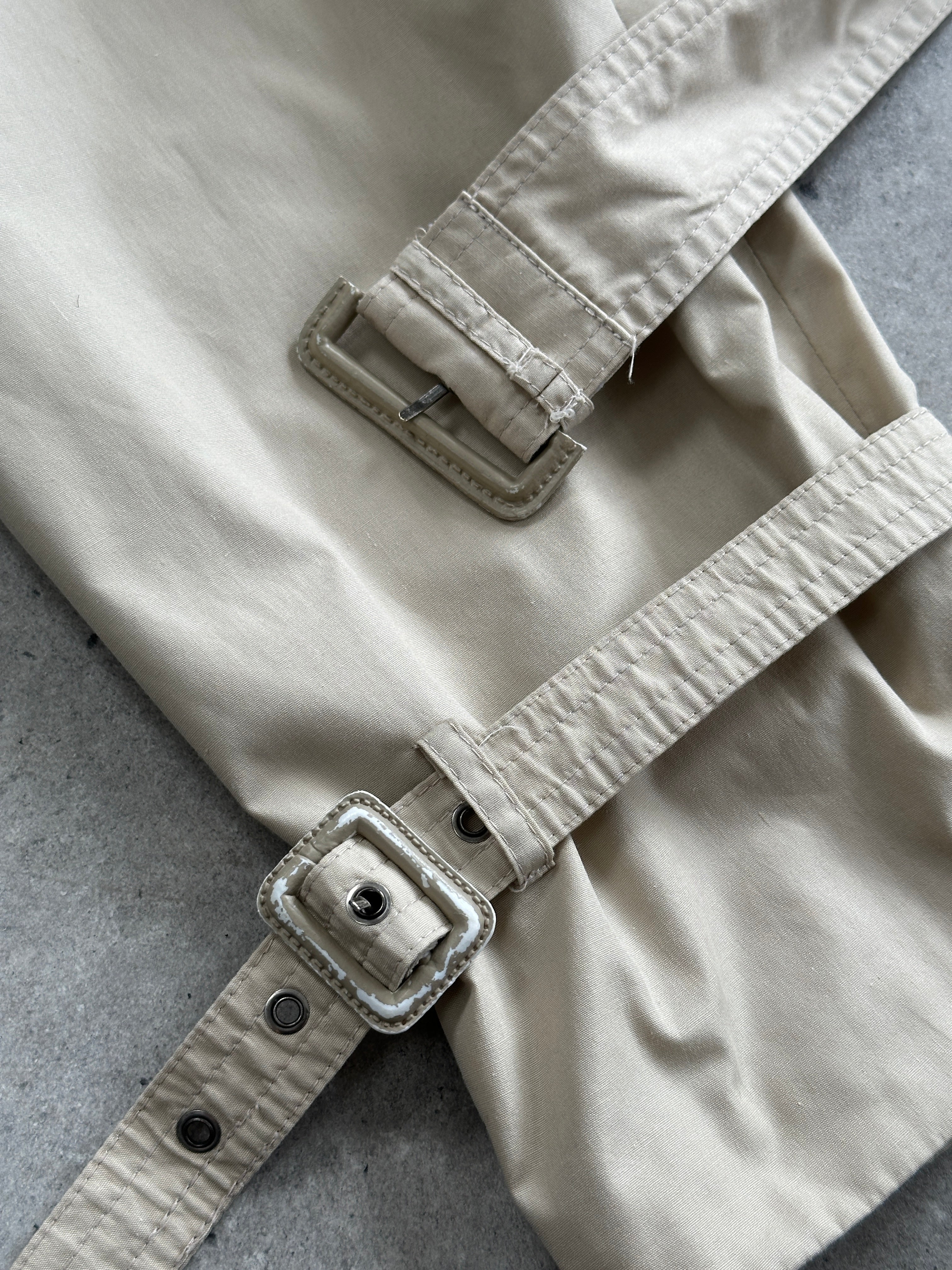 Yves Saint Laurent 80s Cotton Double Breasted Belted Coat - XXL - SYLK